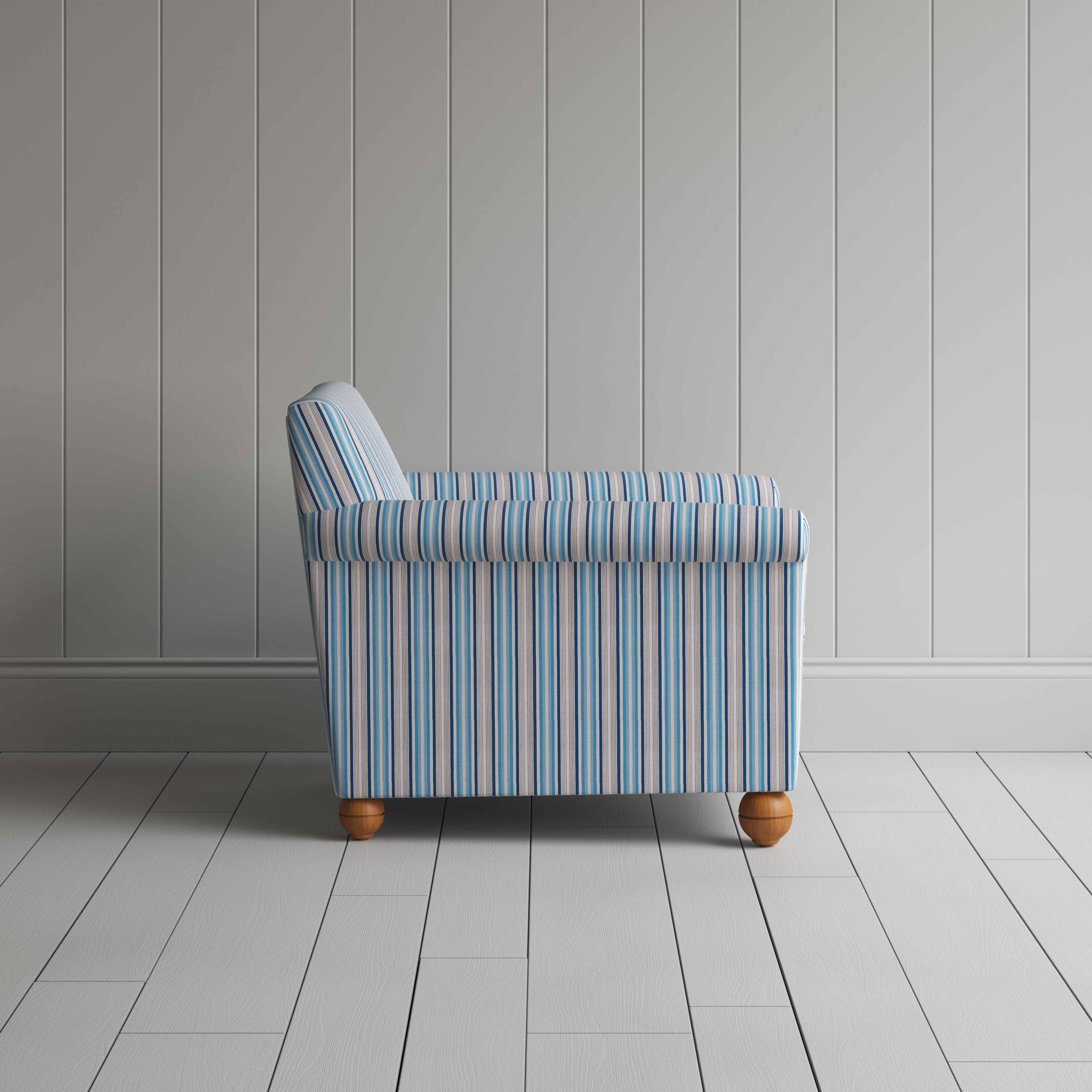  Idler Armchair in Slow Lane Cotton Linen, Blue 