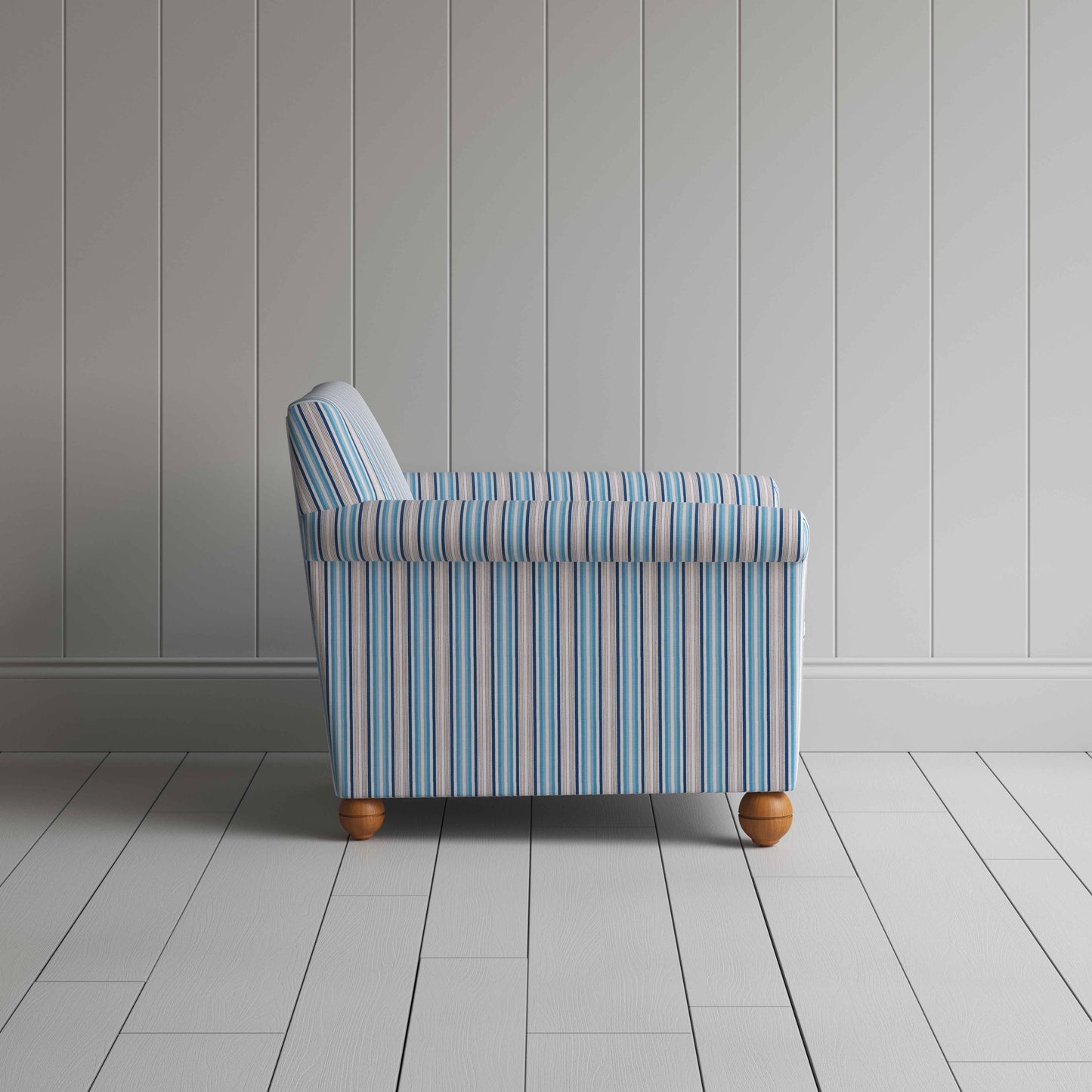 Idler Armchair in Slow Lane Cotton Linen, Blue - Nicola Harding