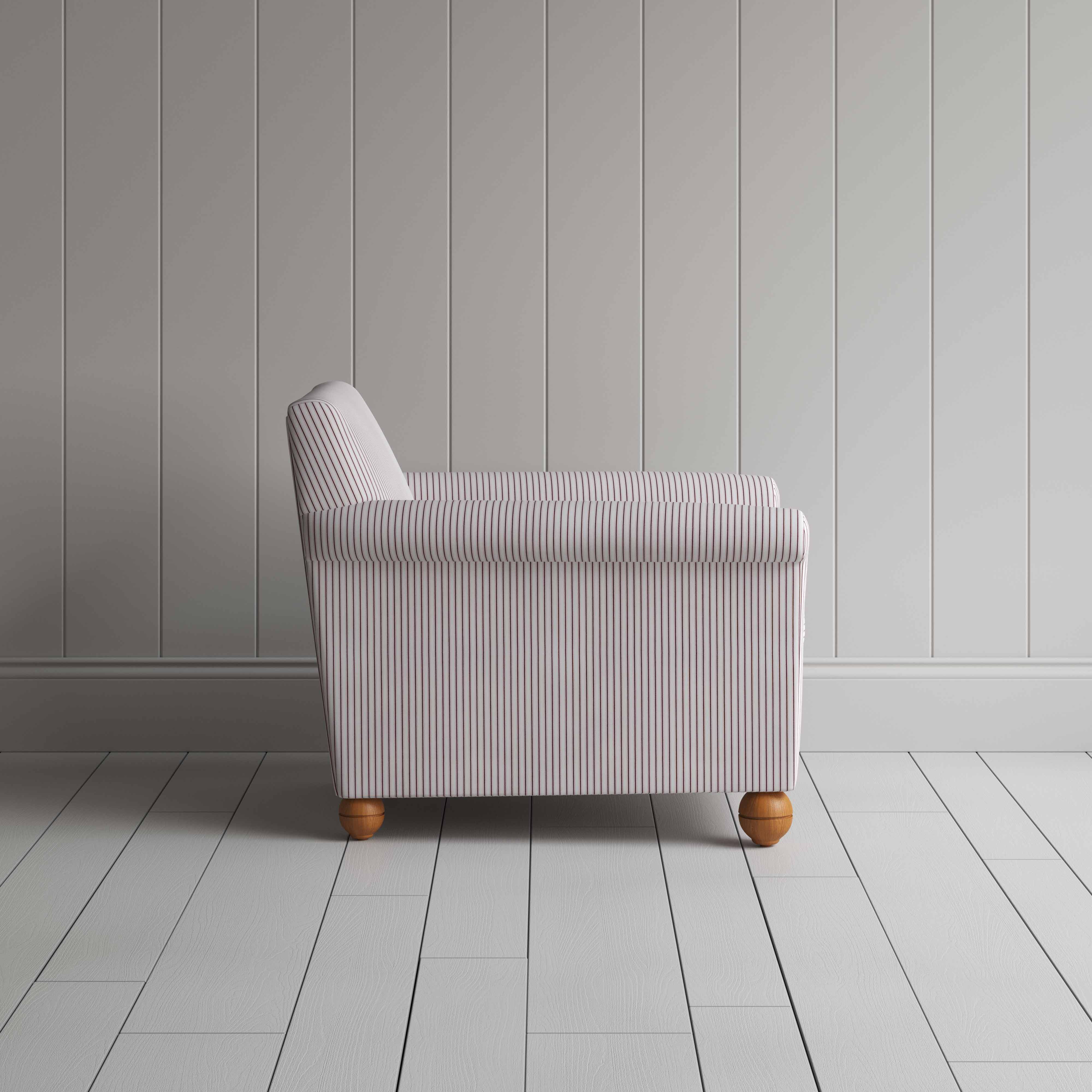  Idler Armchair in Ticking Cotton, Berry 