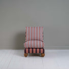  Slipper Armchair In Regatta Cotton Flame Frame and Slow Lane Cotton Linen Berry Seat, Front View - By NiX 