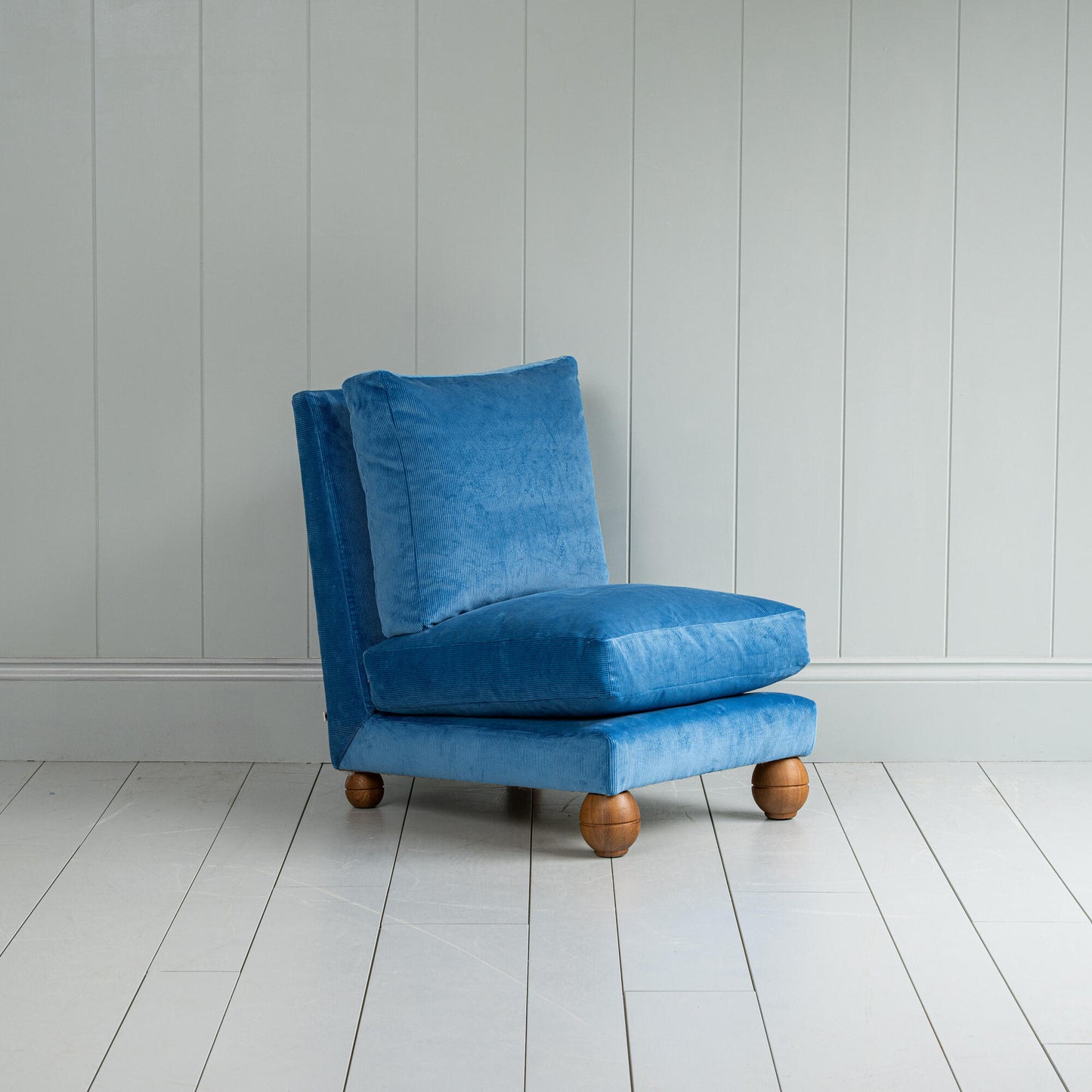 Perch Slipper Armchair in Classic Corduroy Harbour Blue