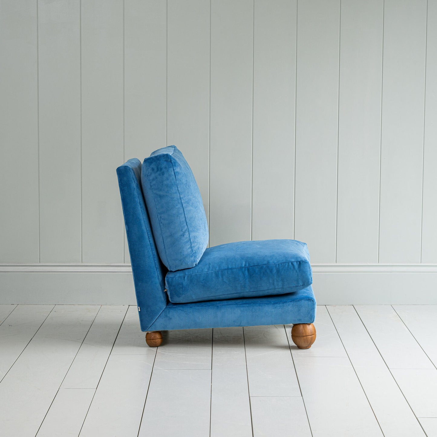 Perch Slipper Armchair in Classic Corduroy Harbour Blue