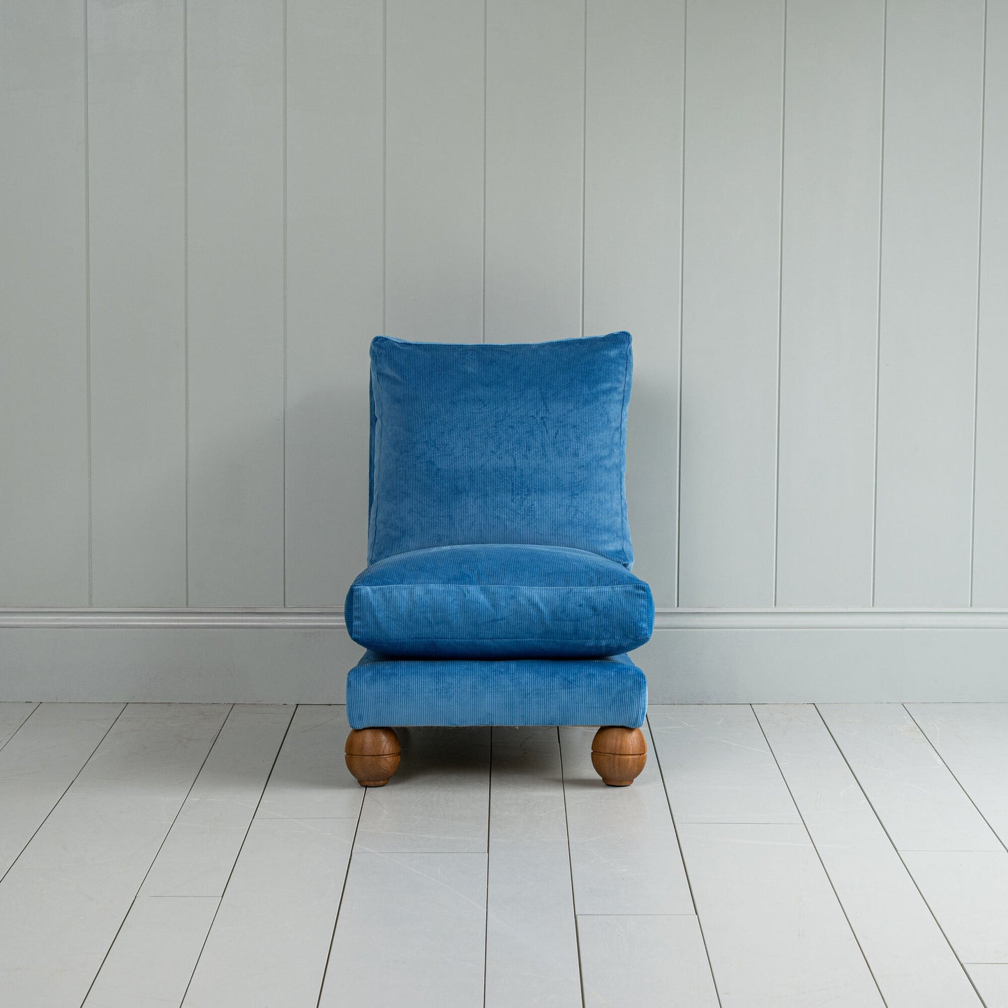 Perch Slipper Armchair in Classic Corduroy Harbour Blue