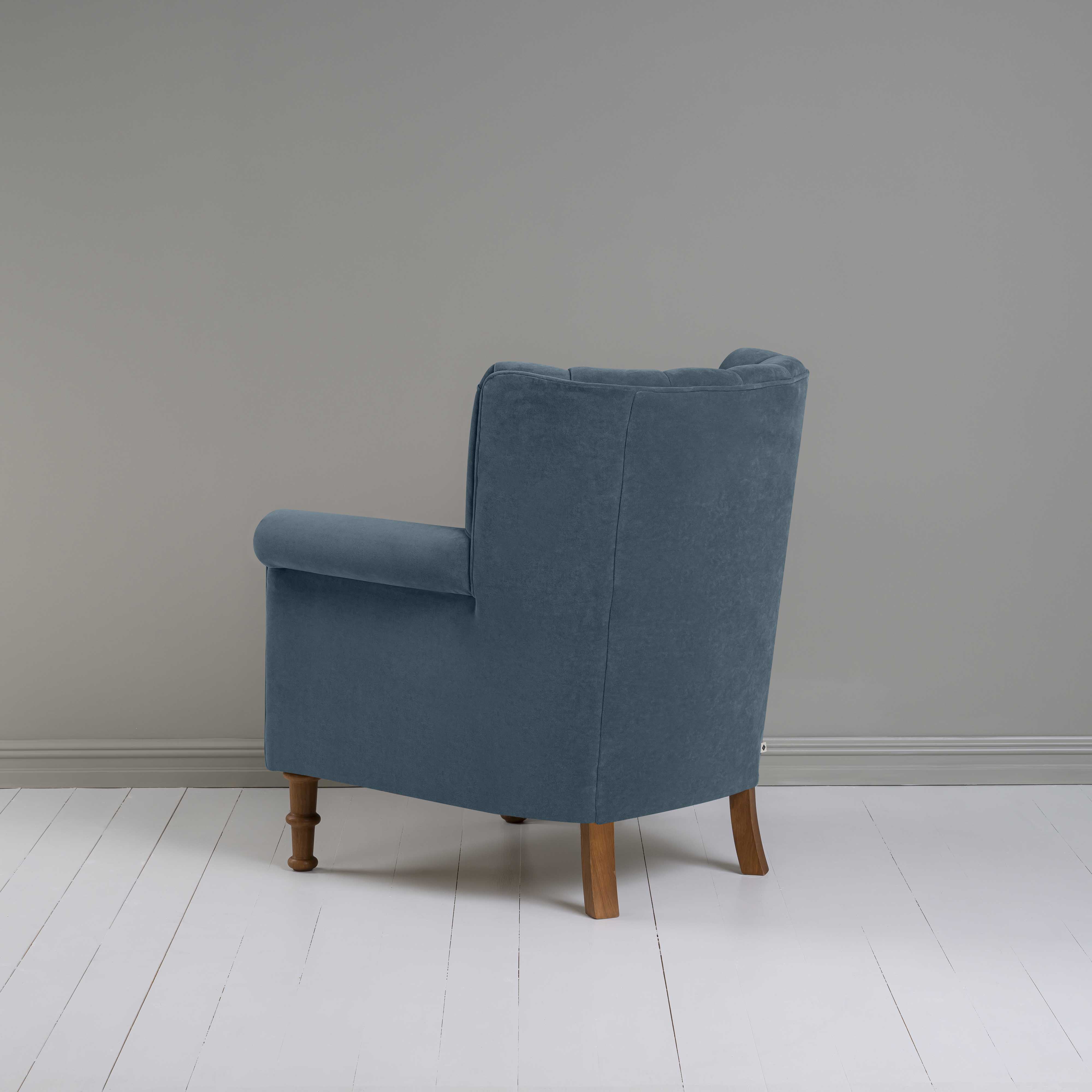  Time Out Armchair in Intelligent Velvet Aegean, Back View - NiX 