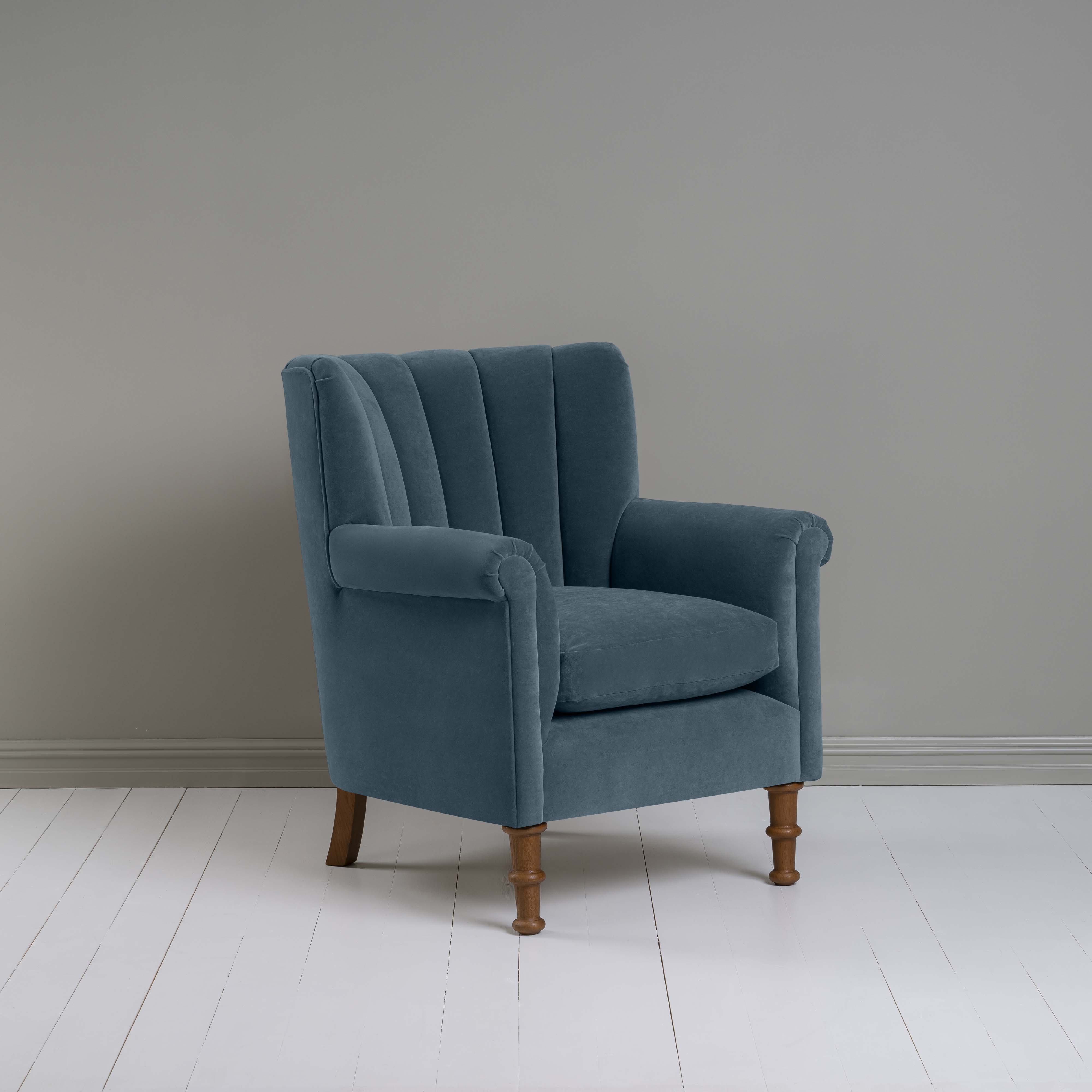  Time Out Armchair in Intelligent Velvet Aegean 