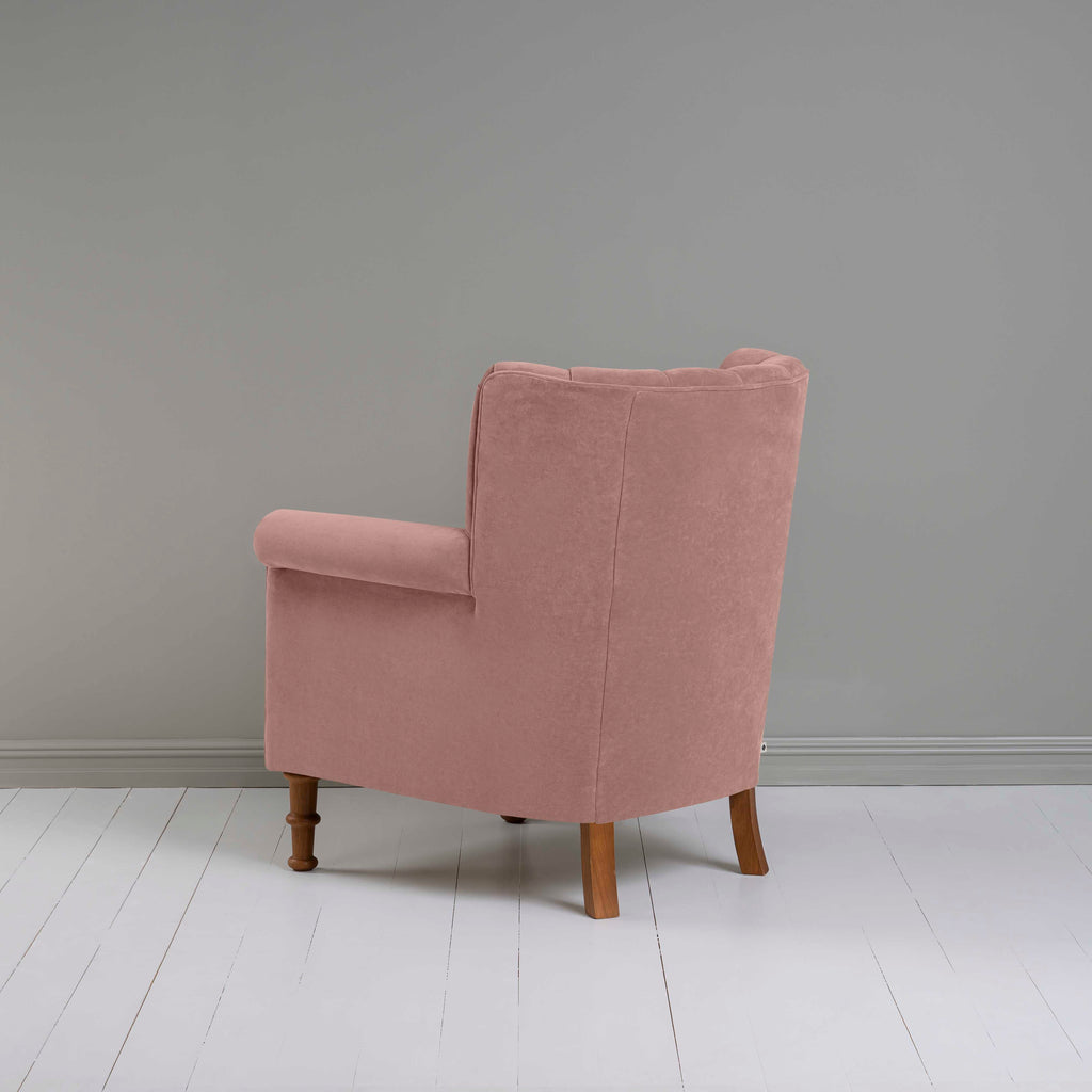  Time Out Armchair in Intelligent Velvet Dusky Pink, Back View - NiX 