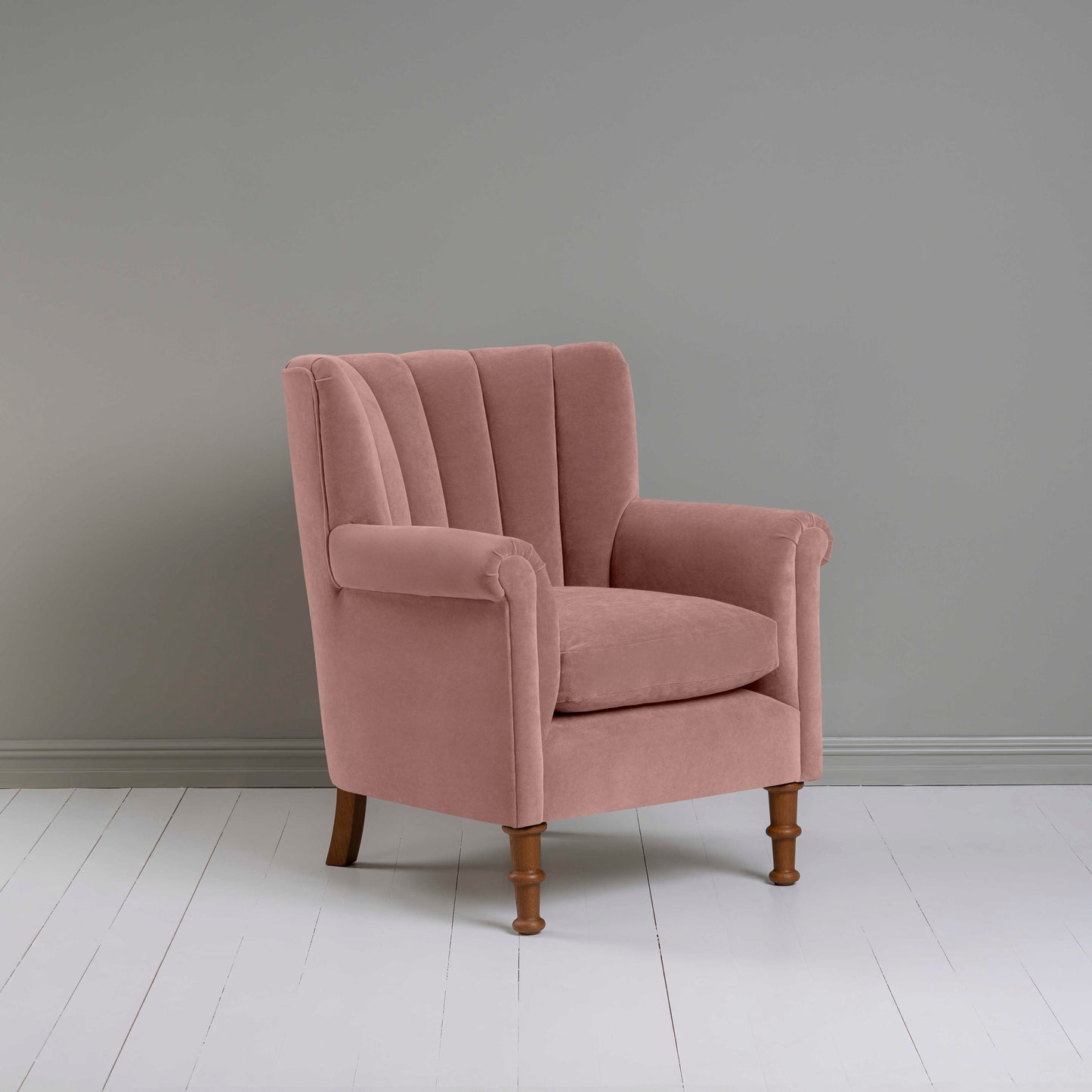 Time Out Armchair in Intelligent Velvet Dusky Pink