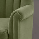  Time Out Armchair in Intelligent Velvet Green Tea, Arm Design Closeup - NiX 