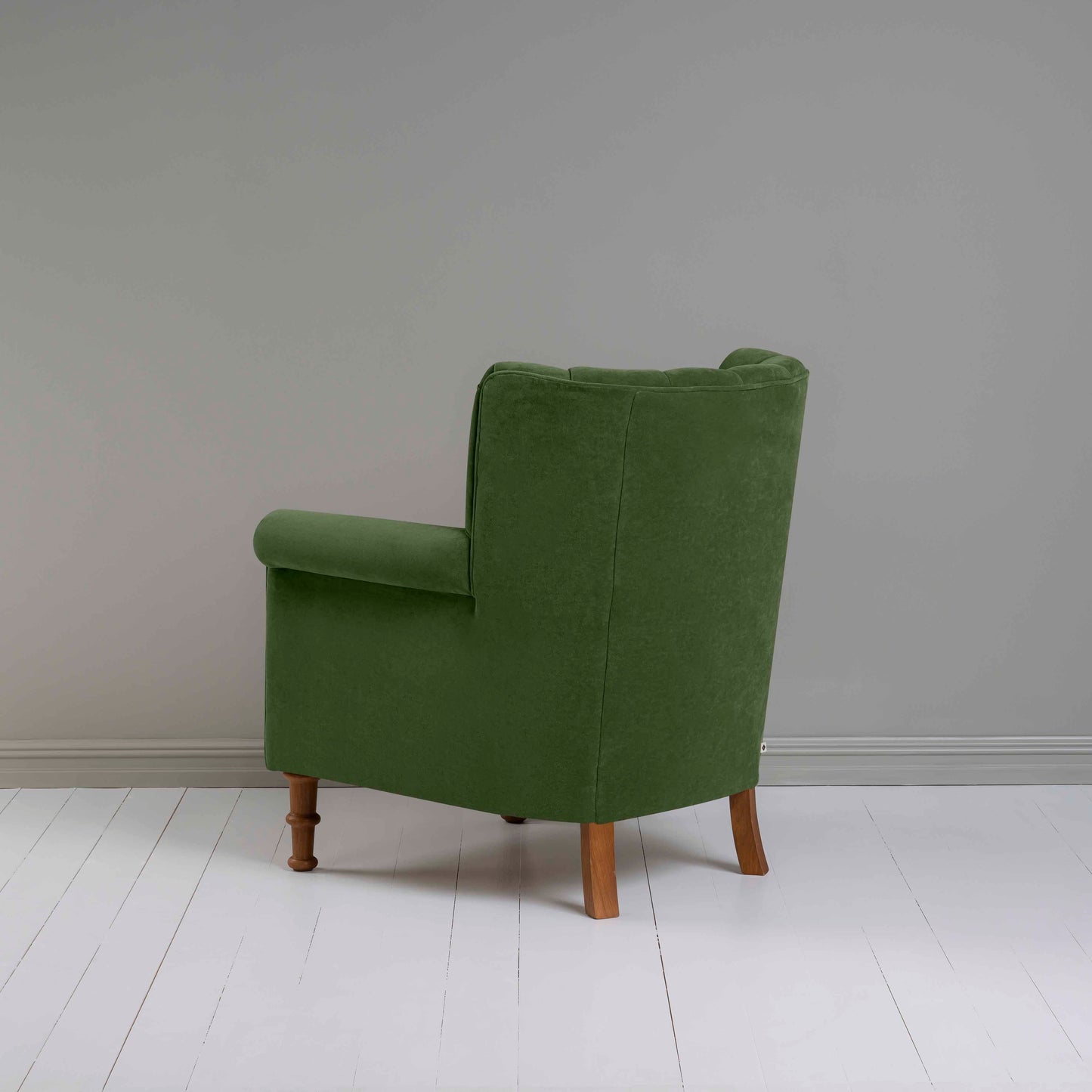 Time Out Armchair in Intelligent Velvet Juniper, Back View - NiX