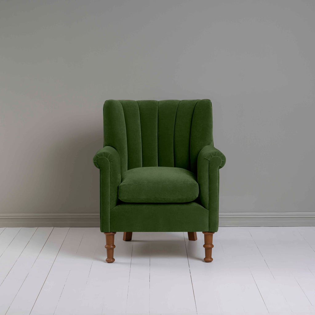  Time Out Armchair in Intelligent Velvet Juniper Front View - NiX 