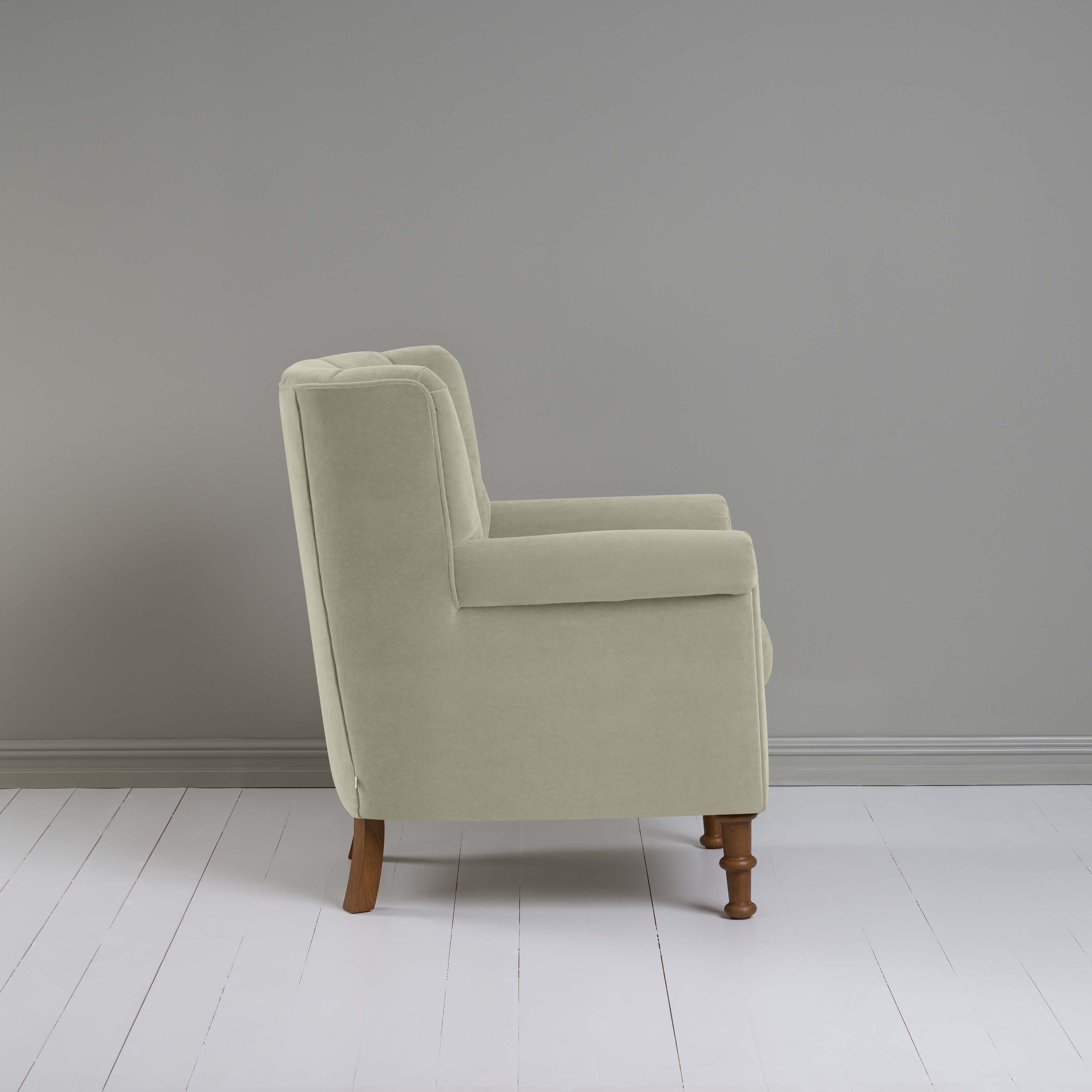  Time Out Armchair in Intelligent Velvet Moonstone, Side View - NiX 