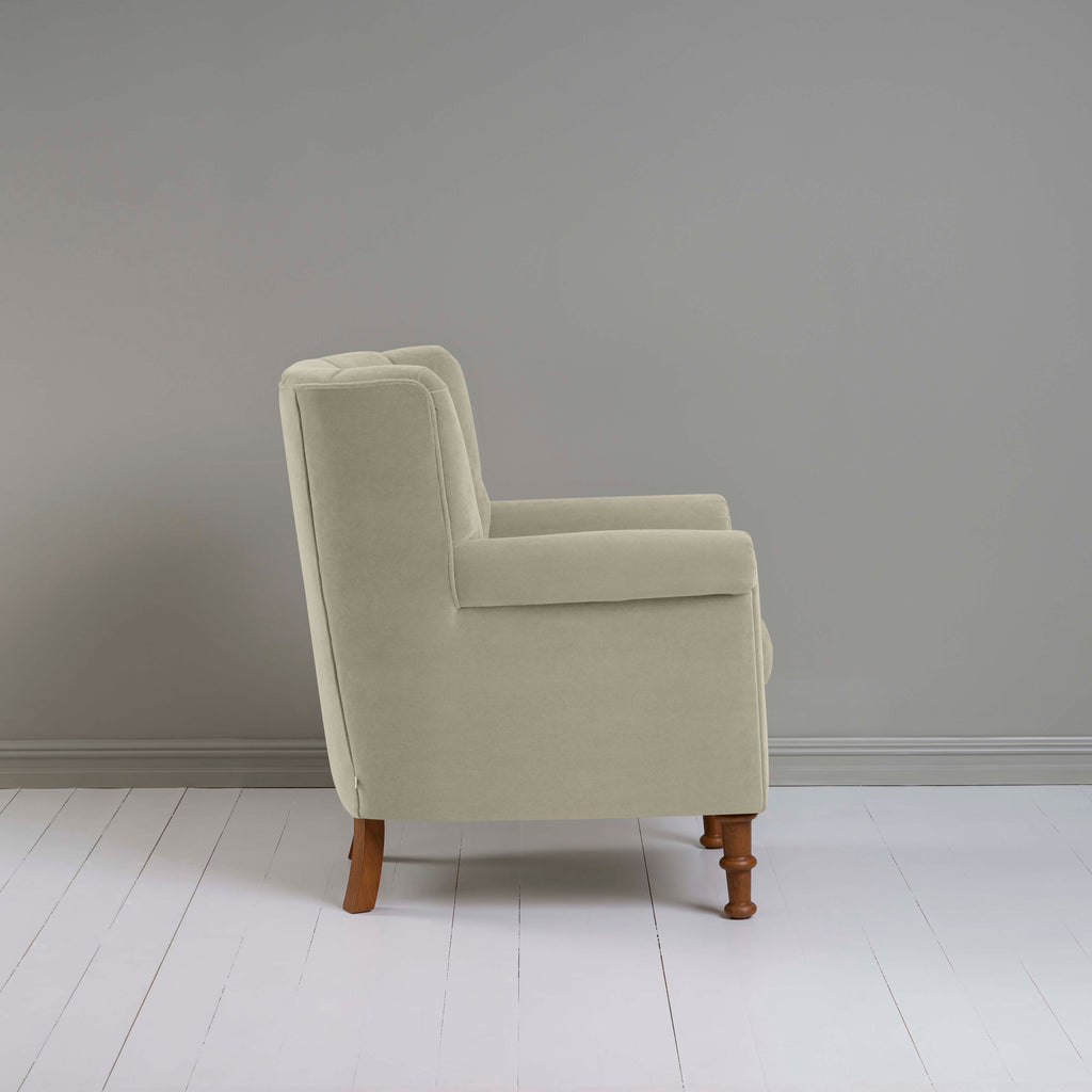  Time Out Armchair in Intelligent Velvet Moonstone, Side View - NiX 