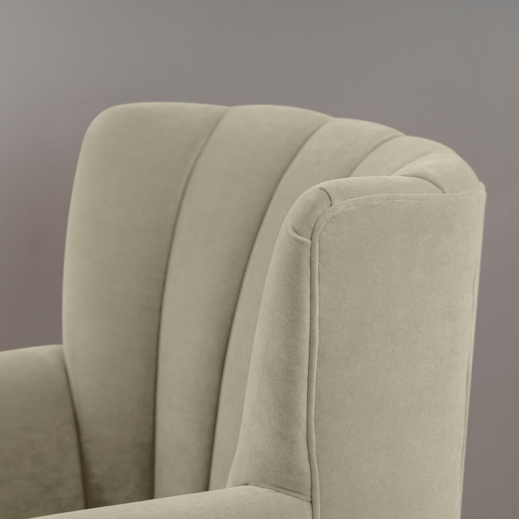  Time Out Armchair in Intelligent Velvet Moonstone, High Back Design Closeup - NiX 