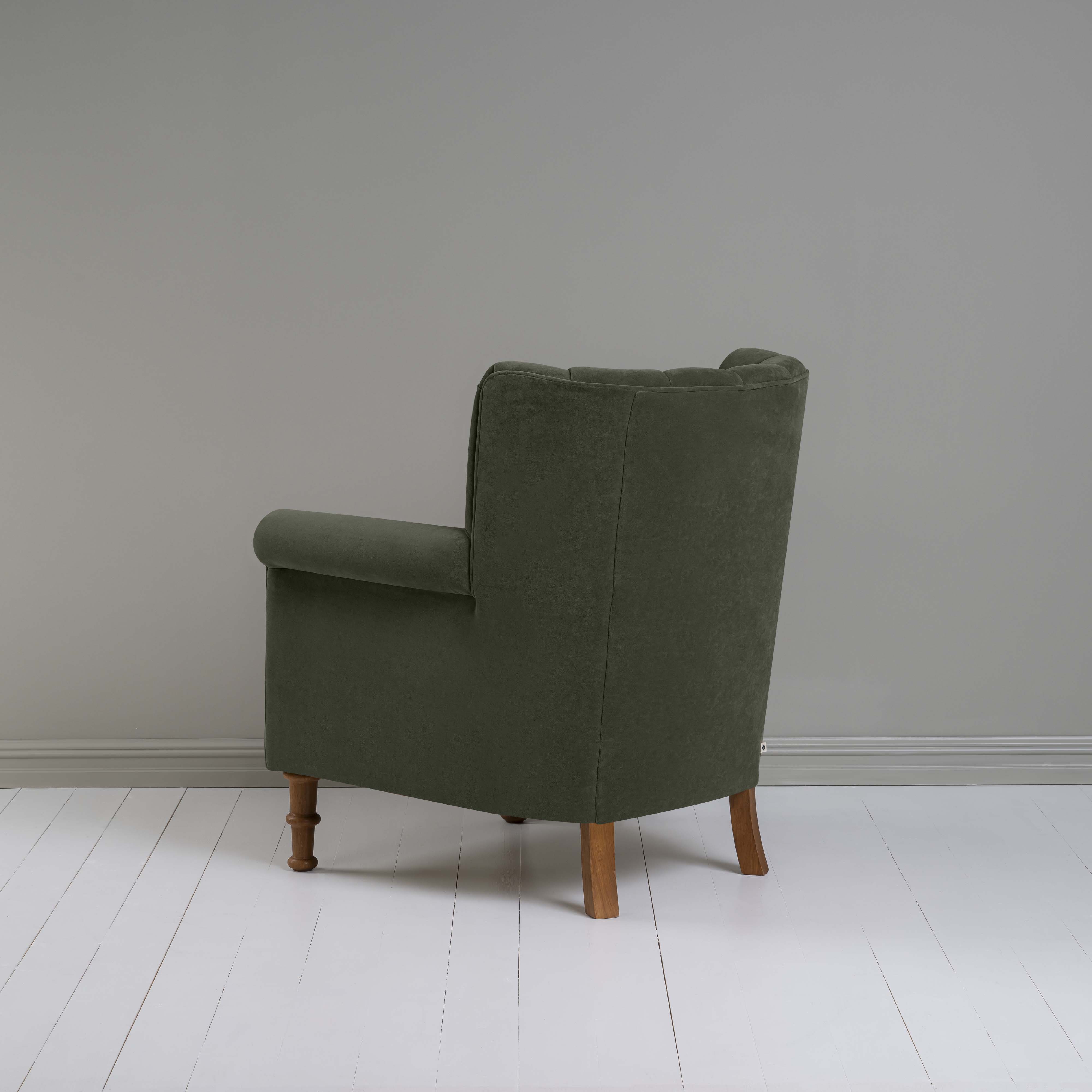  Time Out Armchair in Intelligent Velvet Seaweed, Back View - NiX 