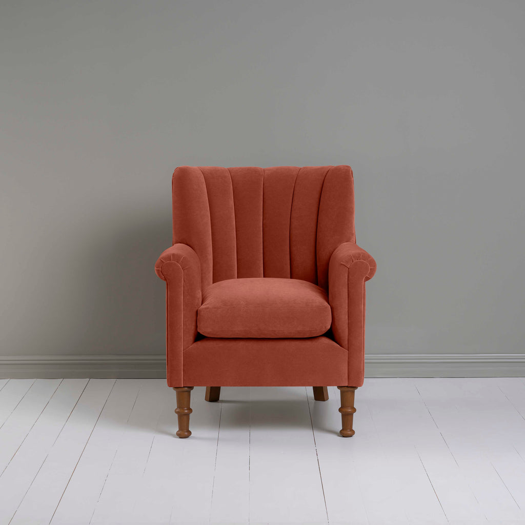  Time Out Armchair in Intelligent Velvet Sienna, Front View - NiX 