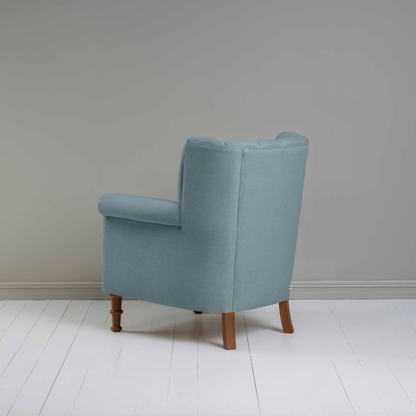 Time Out Armchair in Laidback Linen Cerulean, Back View - NiX