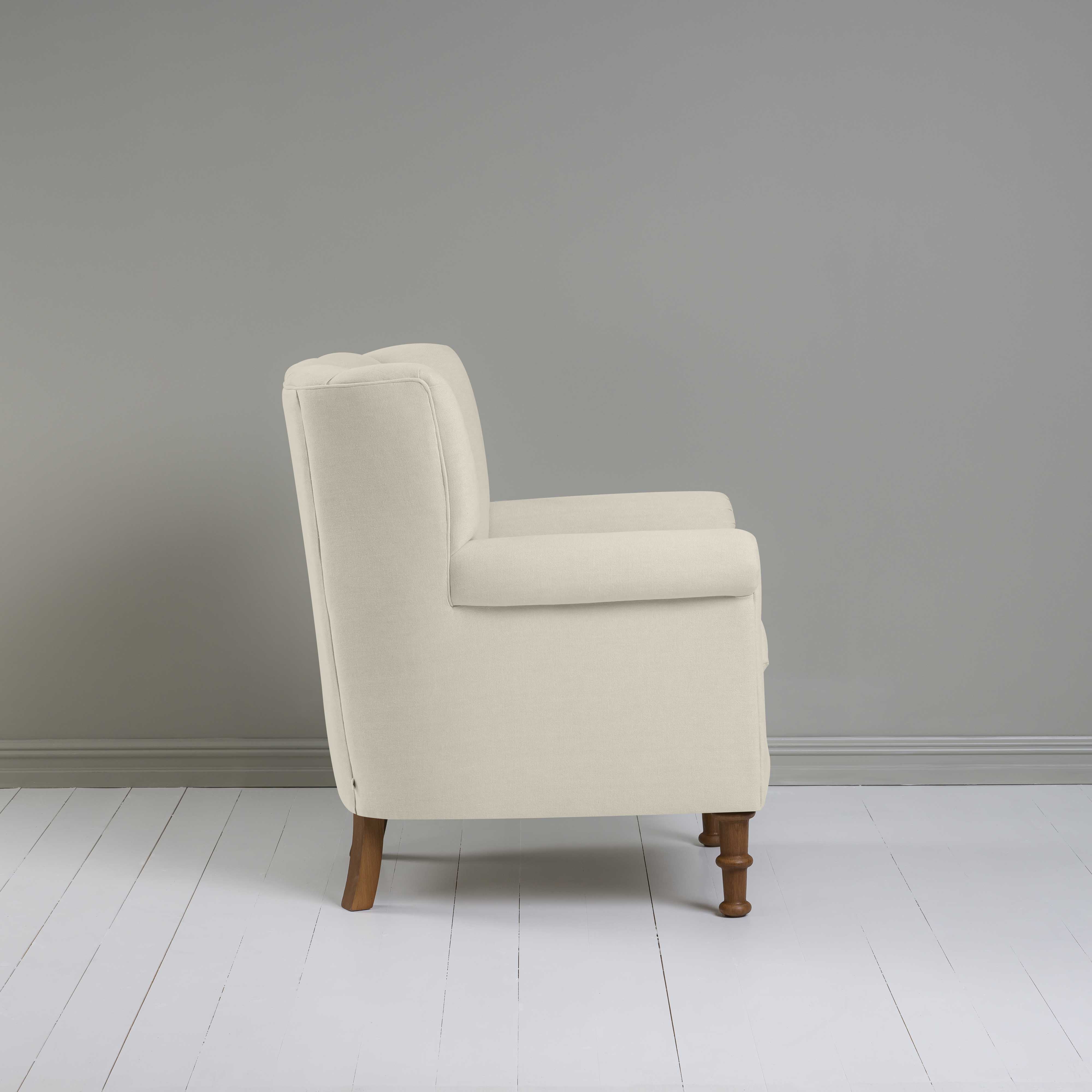  Time Out Armchair in Laidback Linen Dove, Side View - NiX 