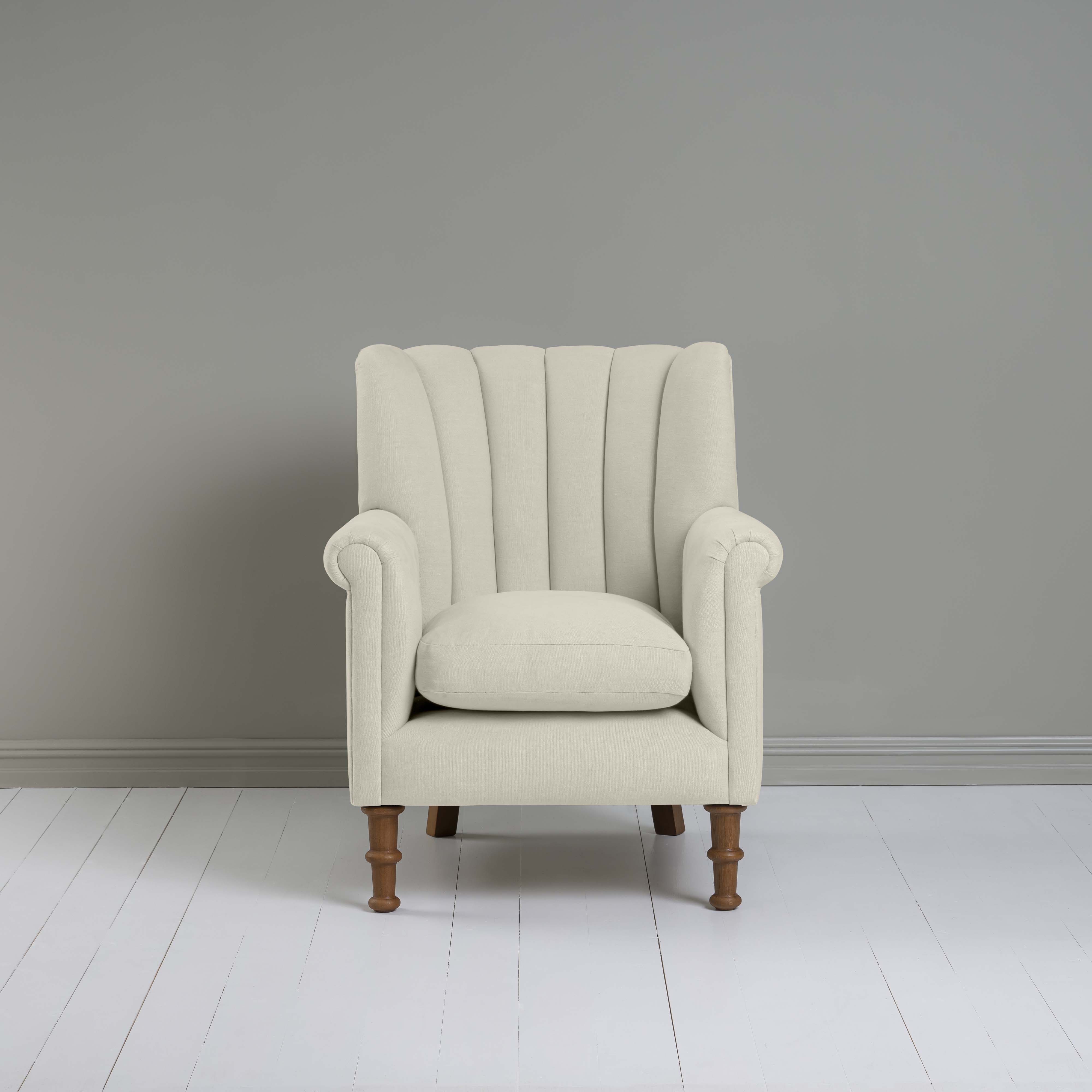 Time Out Armchair in Laidback Linen Dove, Front View - NiX 