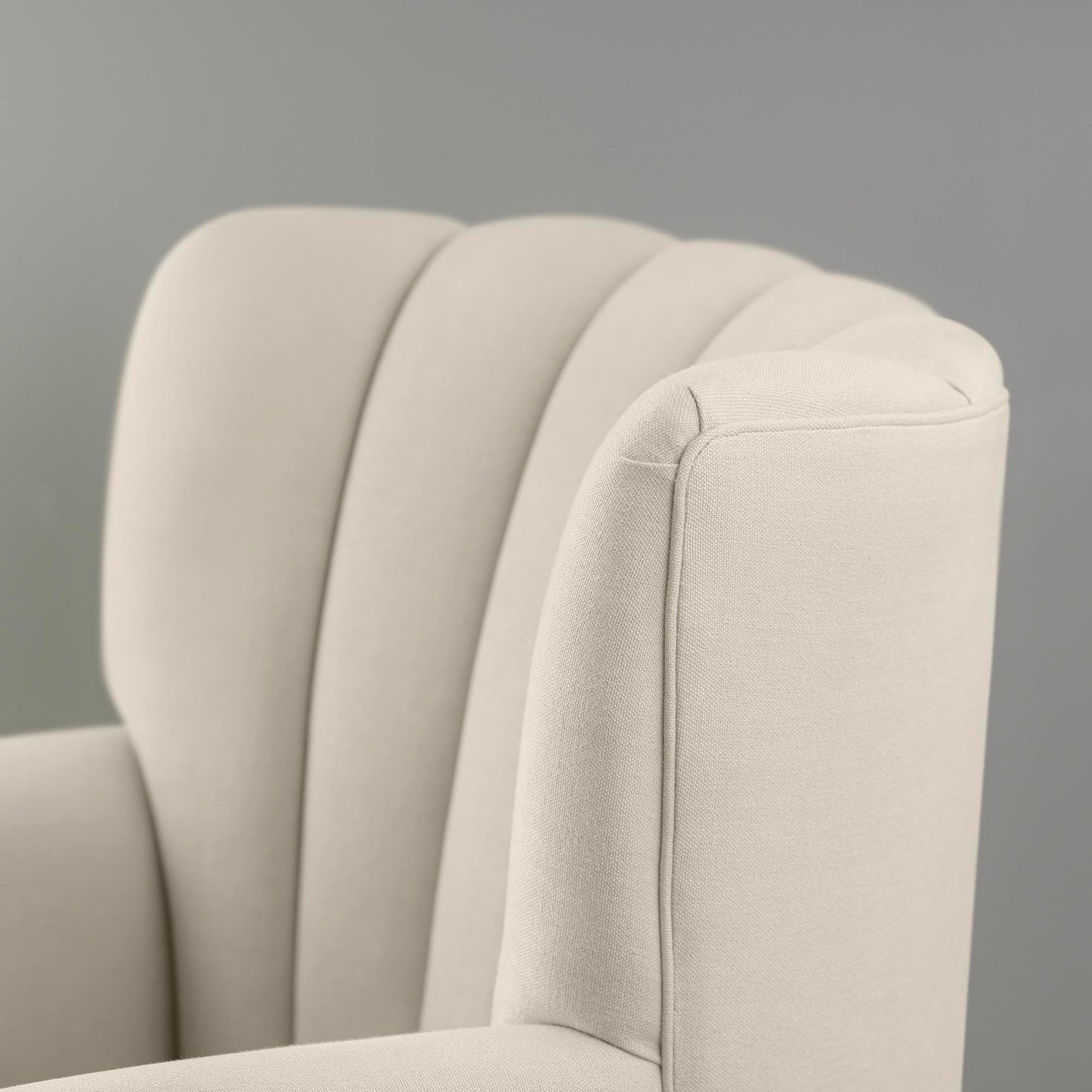 Time Out Armchair in Laidback Linen Dove, High Back Design Closeup - NiX