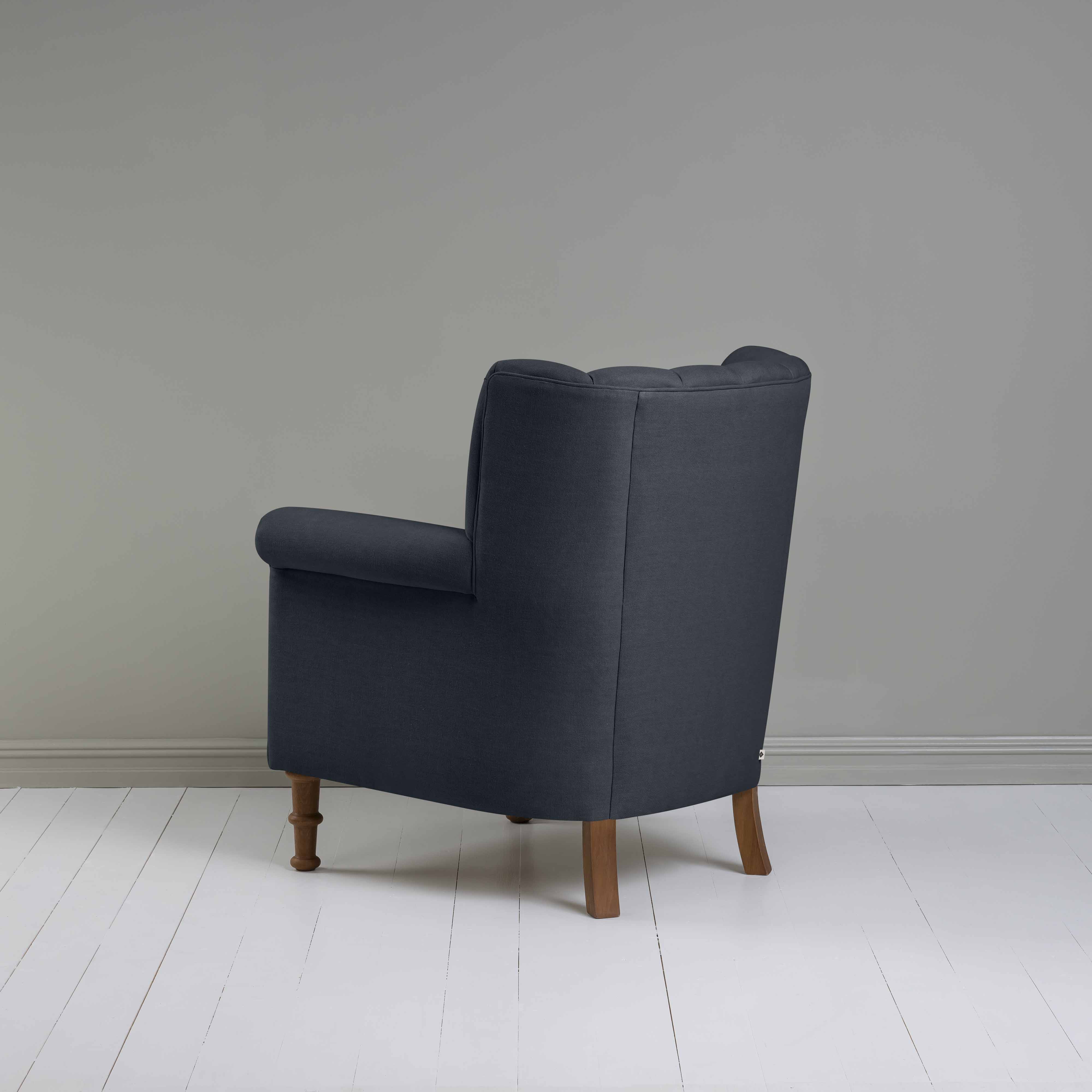  Time Out Armchair in Laidback Linen Midnight, Back View - NiX 