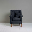  Time Out Armchair in Laidback Linen Midnight, Front View With Matching Cushion - NiX 
