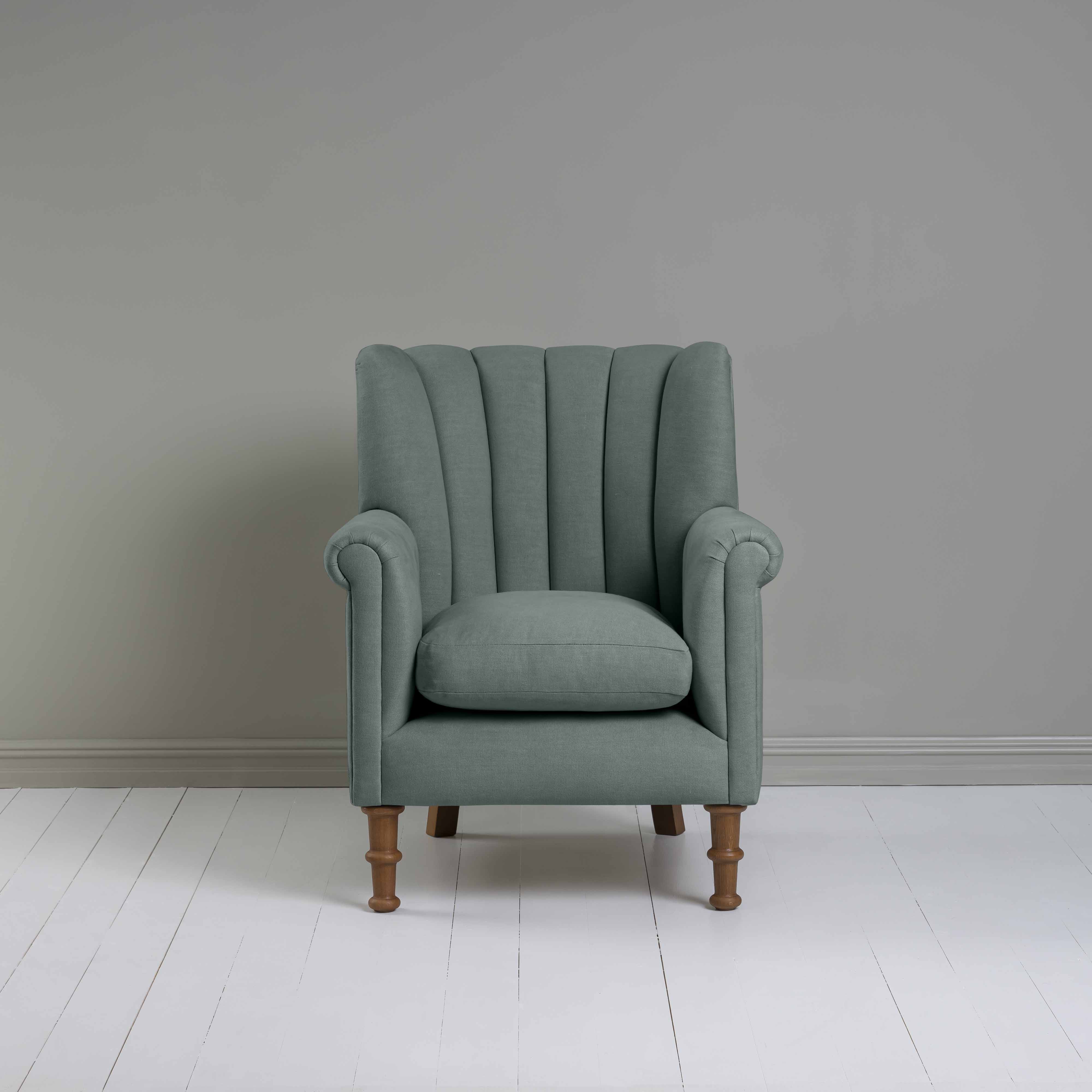  Time Out Armchair in Laidback Linen Mineral Front View - NiX 