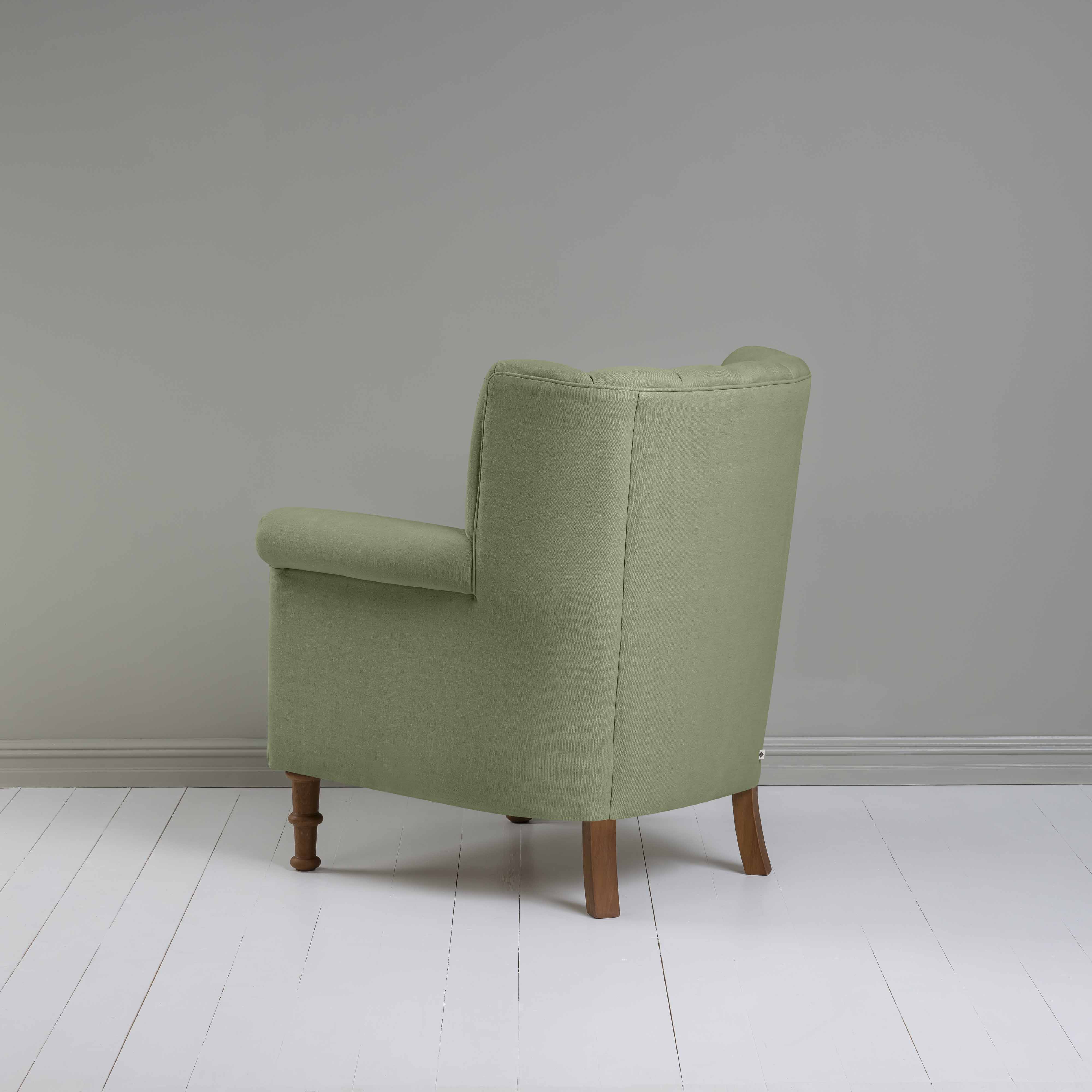  Time Out Armchair in Laidback Linen Moss, Back View - NiX 