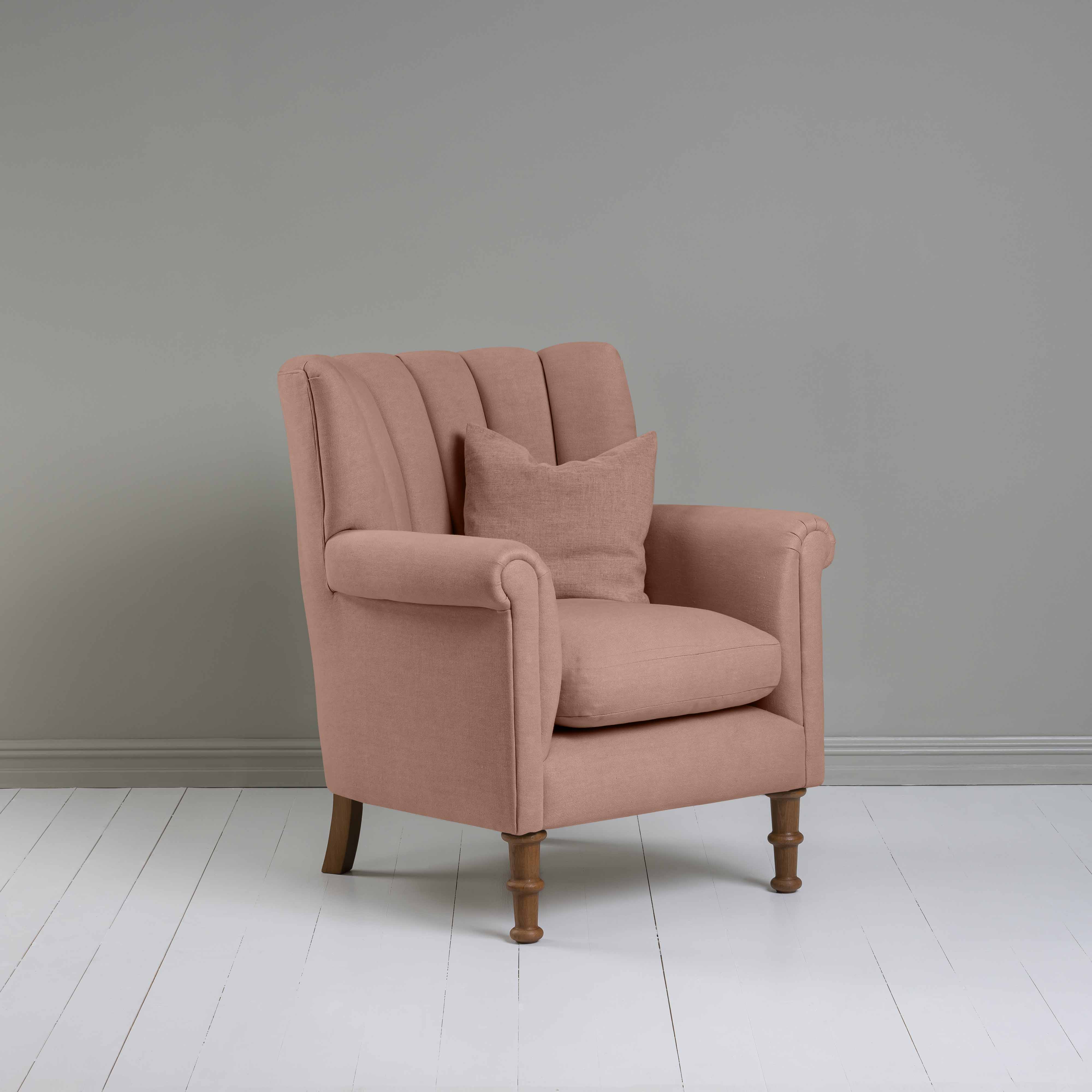  Time Out Armchair in Laidback Linen Roseberry, Side View With Matching Cushion - NiX 