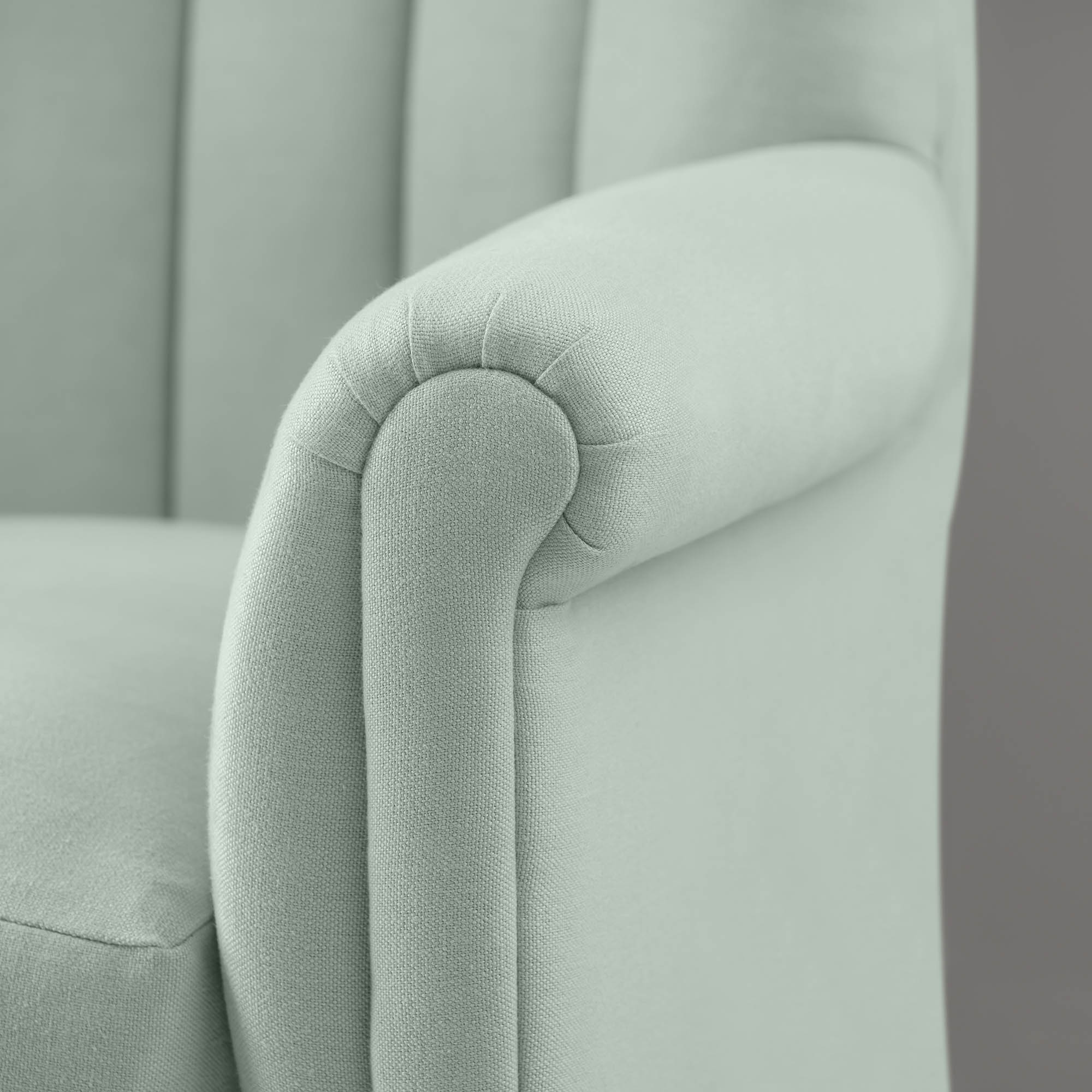  Time Out Armchair in Laidback Linen Sky, Arm Design Closeup - NiX 