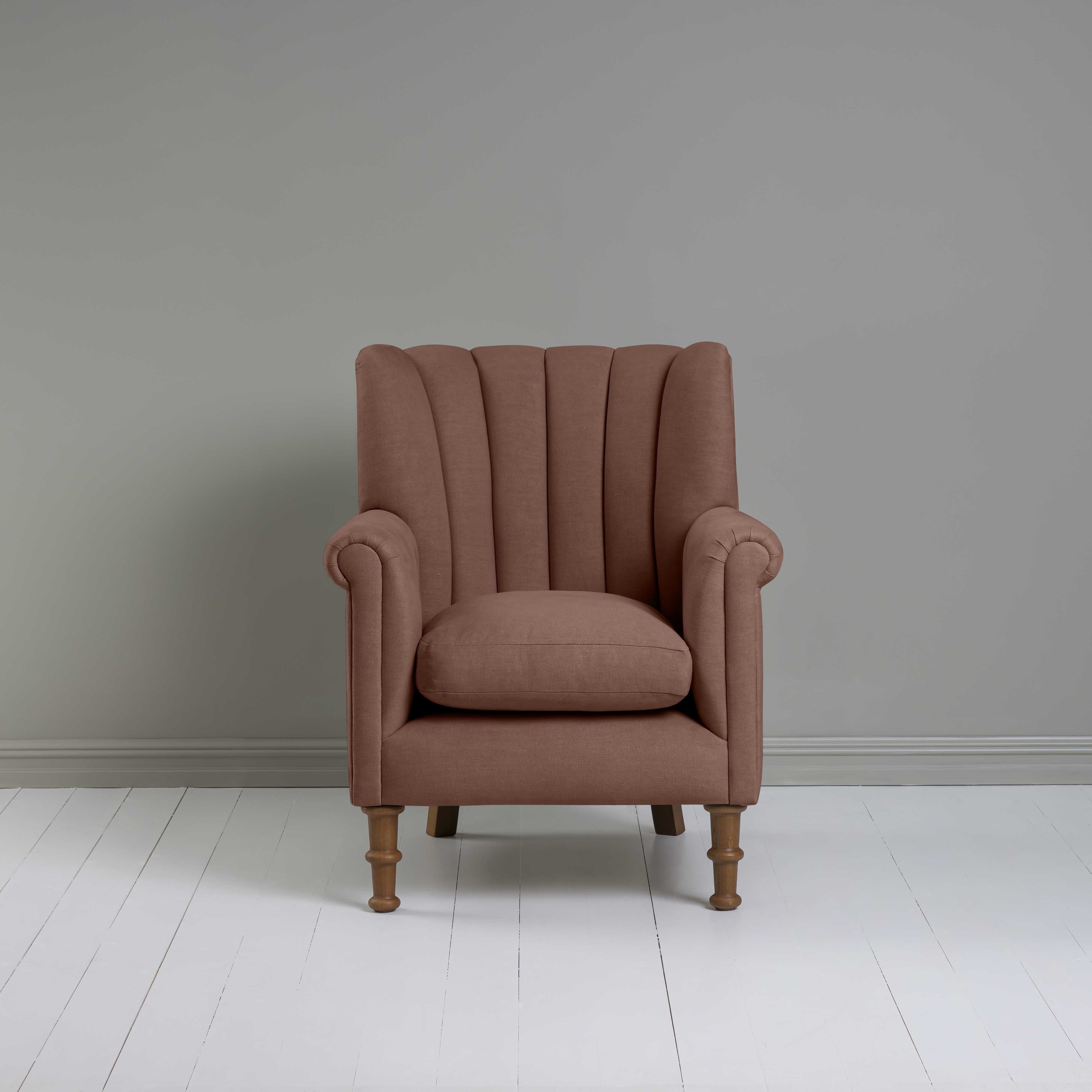  Time Out Armchair in Laidback Linen Sweet Briar, Front View - NiX 