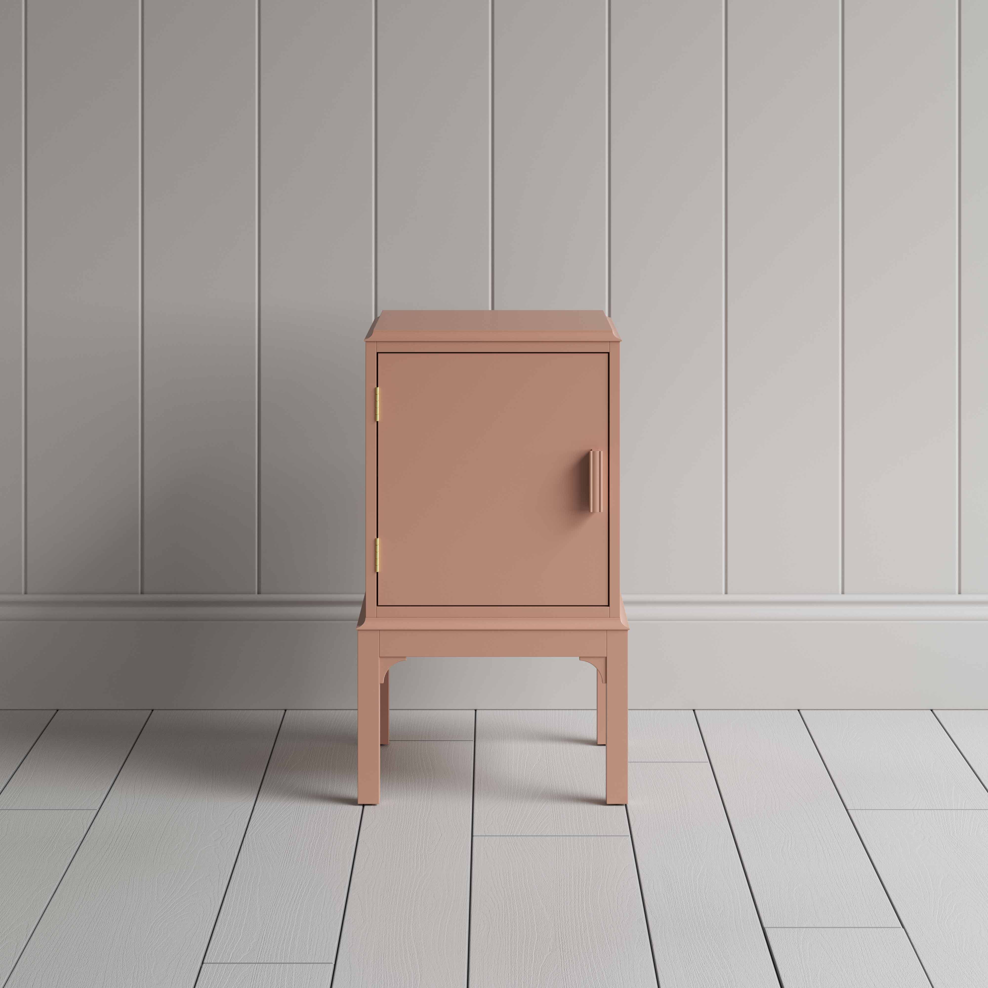  Front View of Bits and Bobs Bedside Table, Blush Pink, Left Hand Side - NiX  By Nicola Harding & Co. 