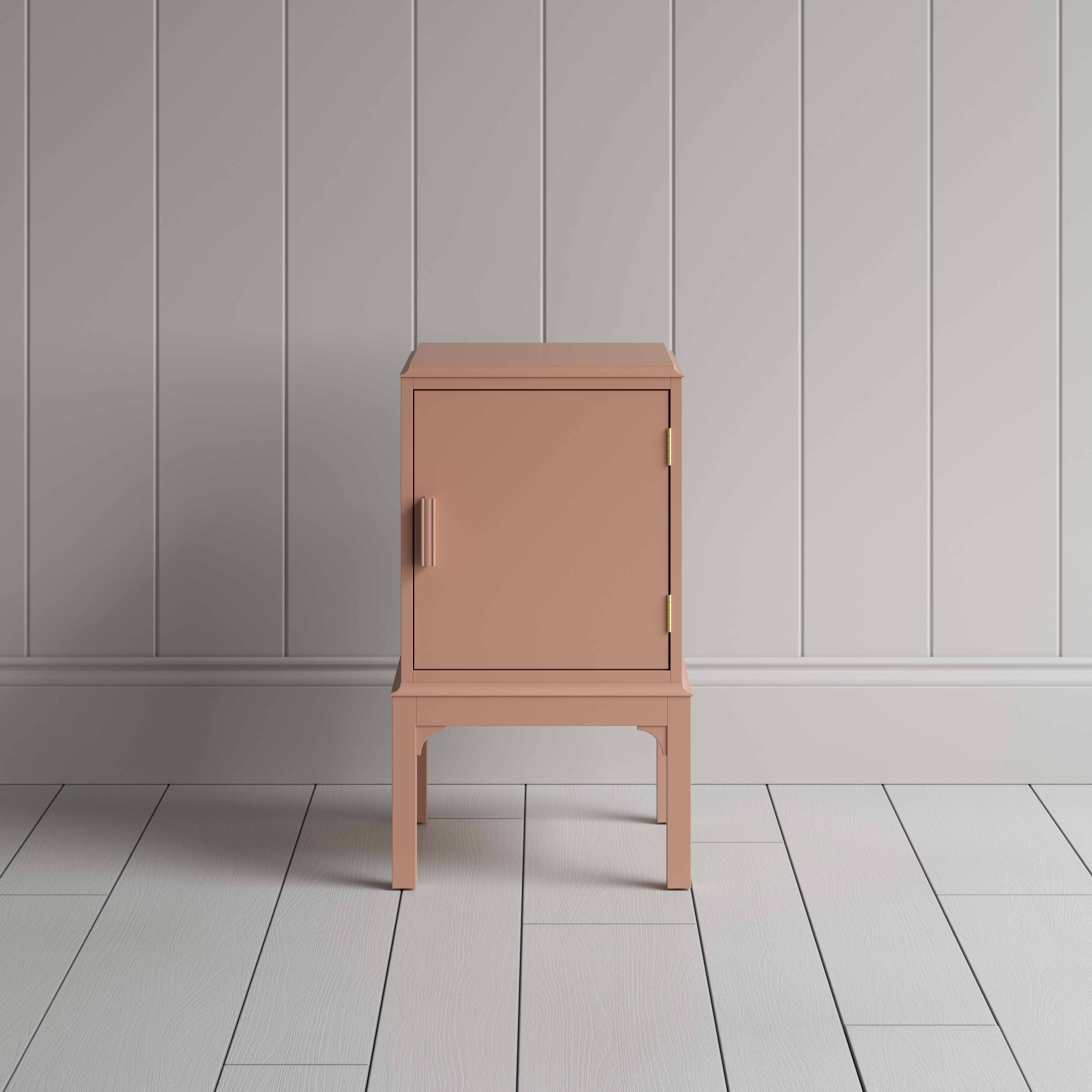  Front View of Bits and Bobs Bedside Table, Blush Pink, Right Hand Side - NiX By Nicola Harding & Co. 