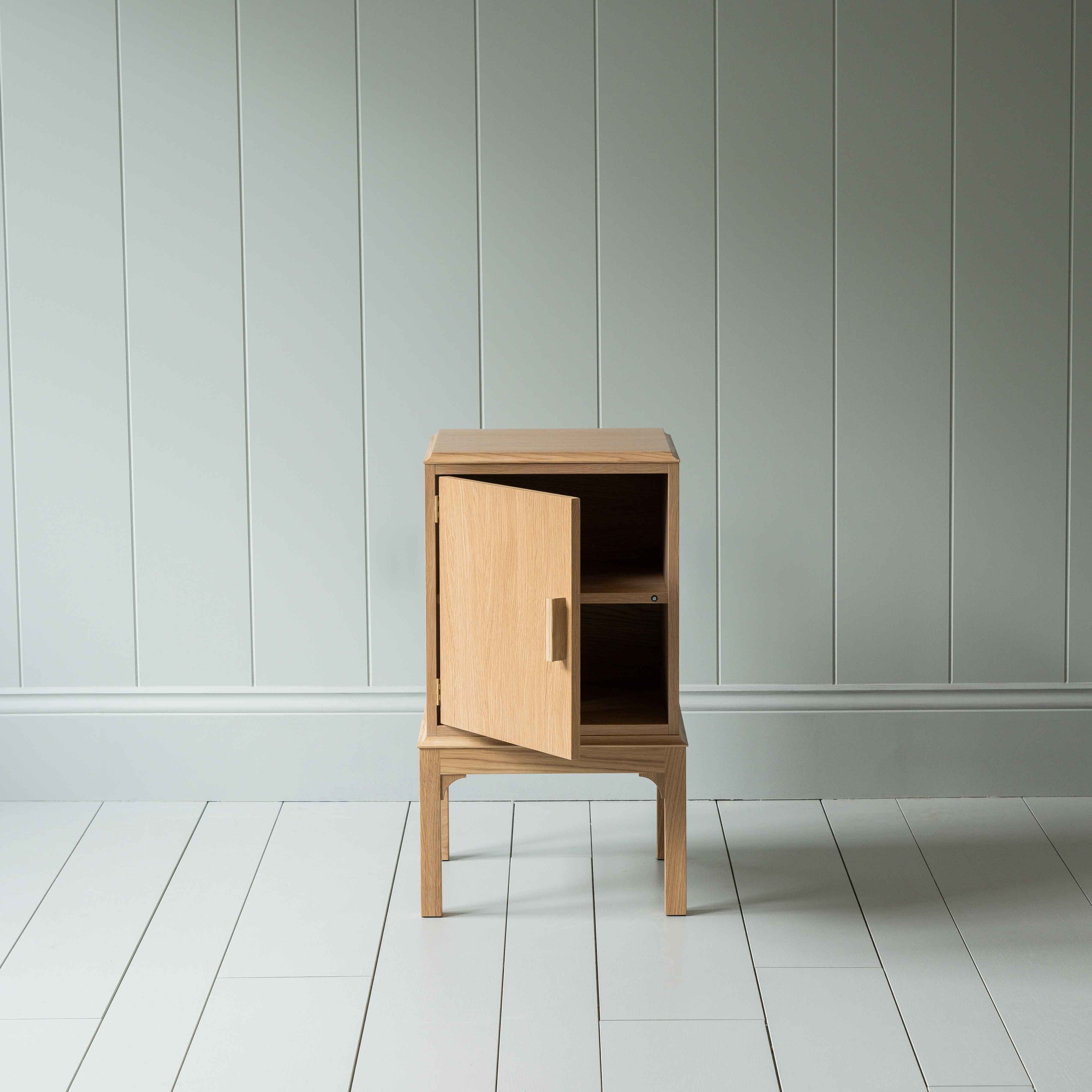  Bits and Bobs Bedside Table, Natural Oak, Left Hand Side With Open Door For Storage  - Nicola Harding 