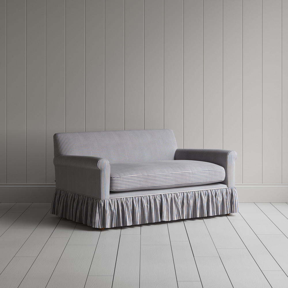  Curtain Call Big Love Seat in Ticking Cotton, Blue Brown 
