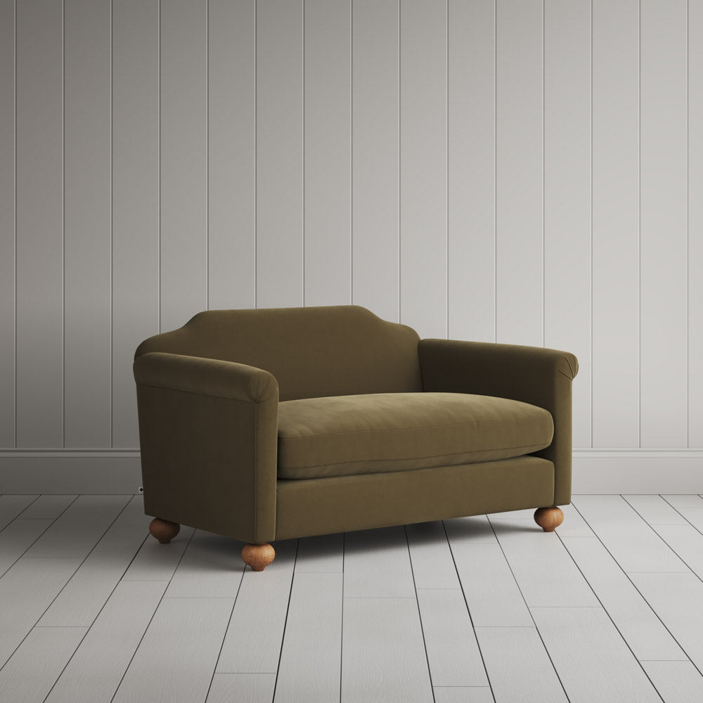 Dolittle Big Love Seat in intelligent velvet sepia, angled view by NiX.