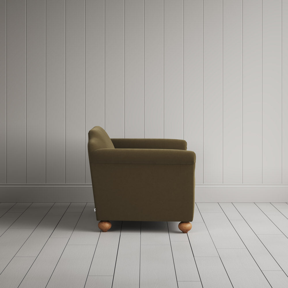 Dolittle Big Love Seat intelligent velvet sepia, side view by Nicola Harding.