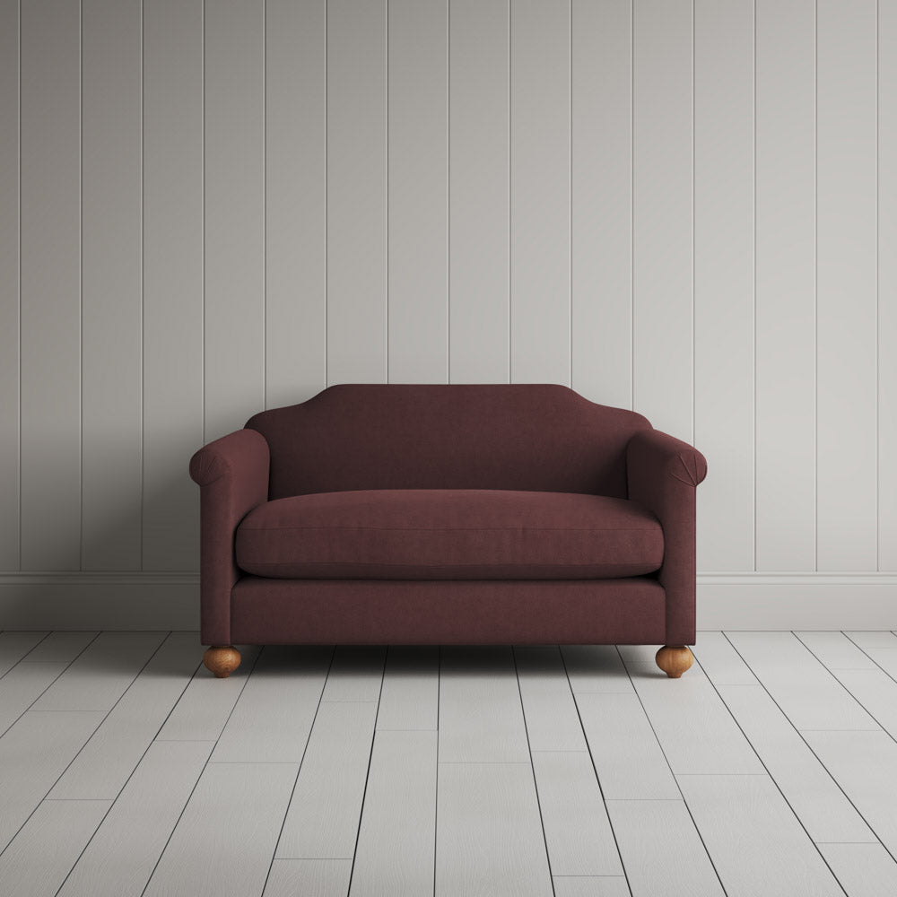  Dolittle Big Love Seat in laidback linen damson, front view by NiX. 