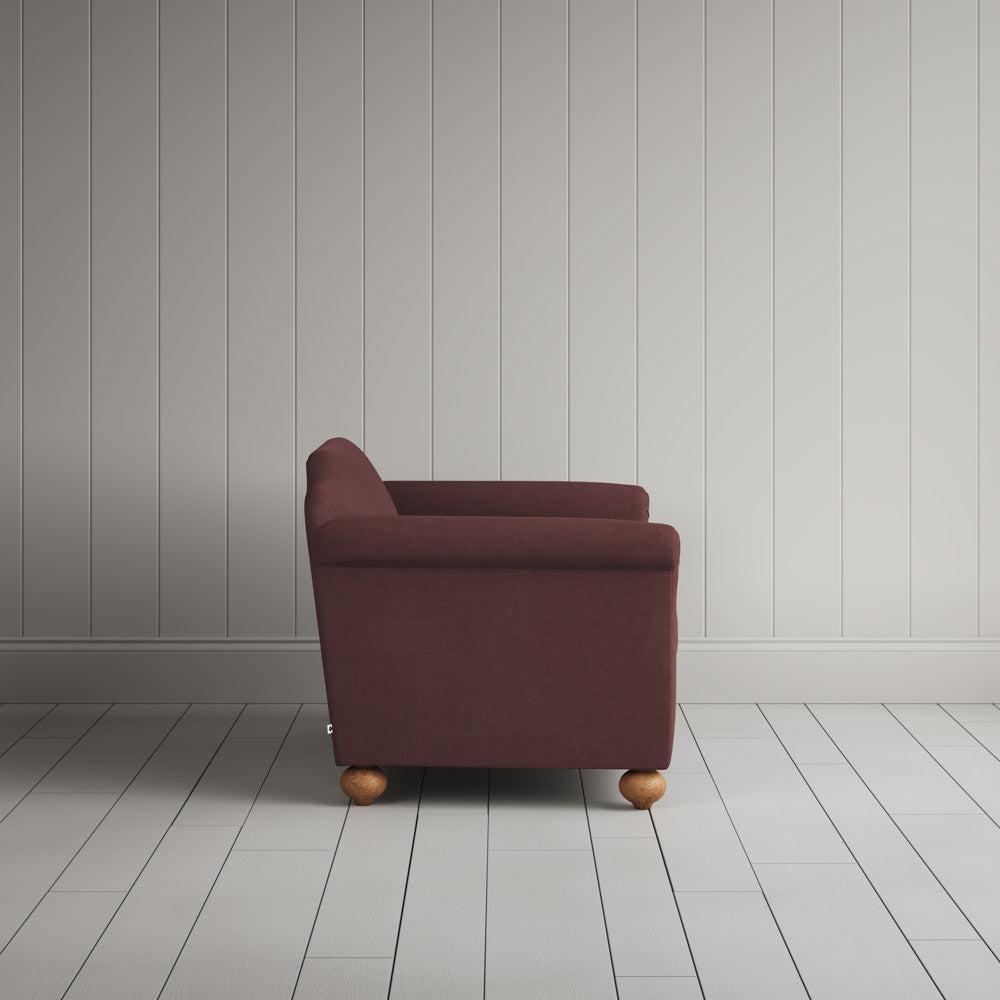  Dolittle Big Love Seat laidback linen damson, side view by NiX. 
