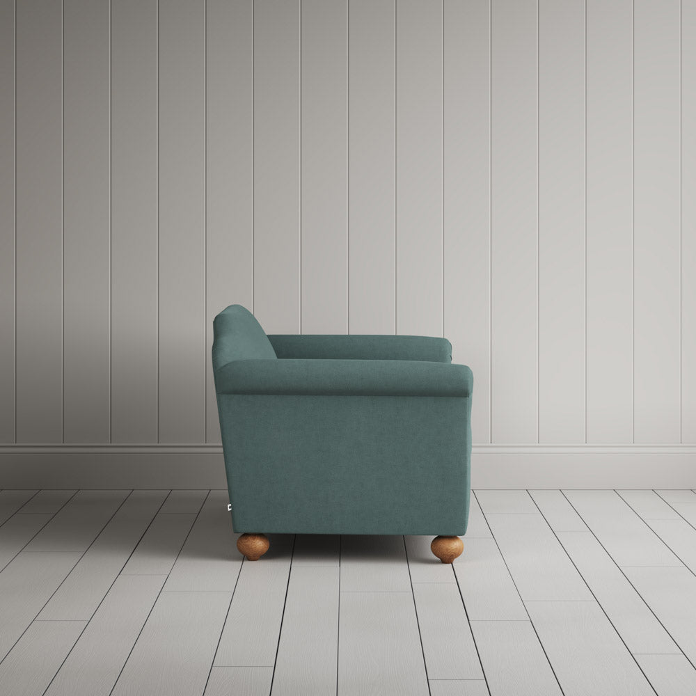  Dolittle Big Love Seat laidback linen mineral, side view by NiX. 