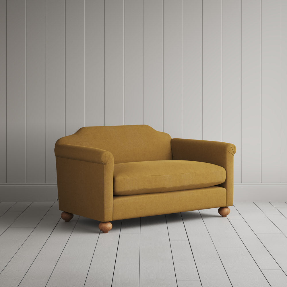  Dolittle Big Love Seat in laidback linen ochre, angled view by NiX. 
