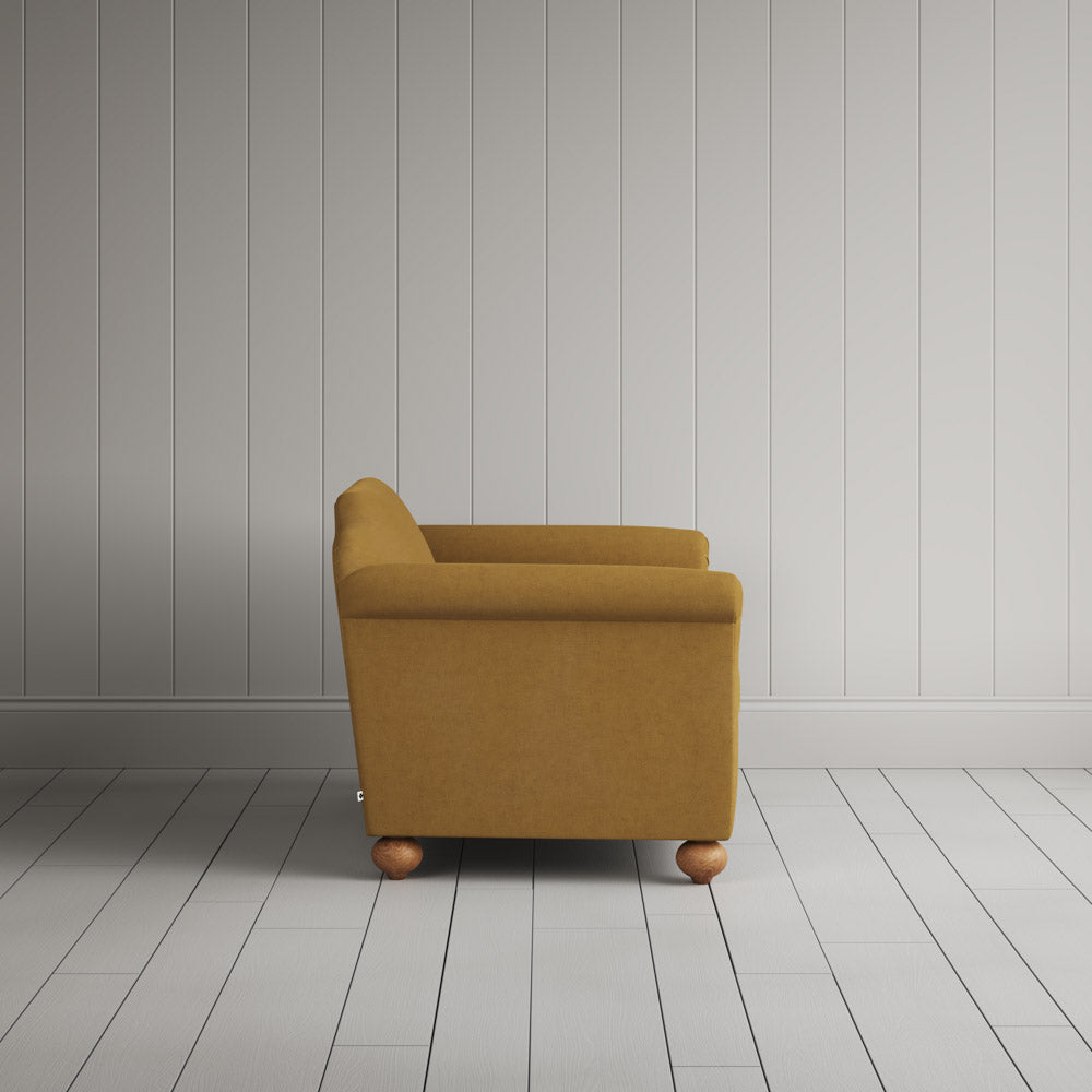  Dolittle Big Love Seat laidback linen ochre, side view by NiX. 