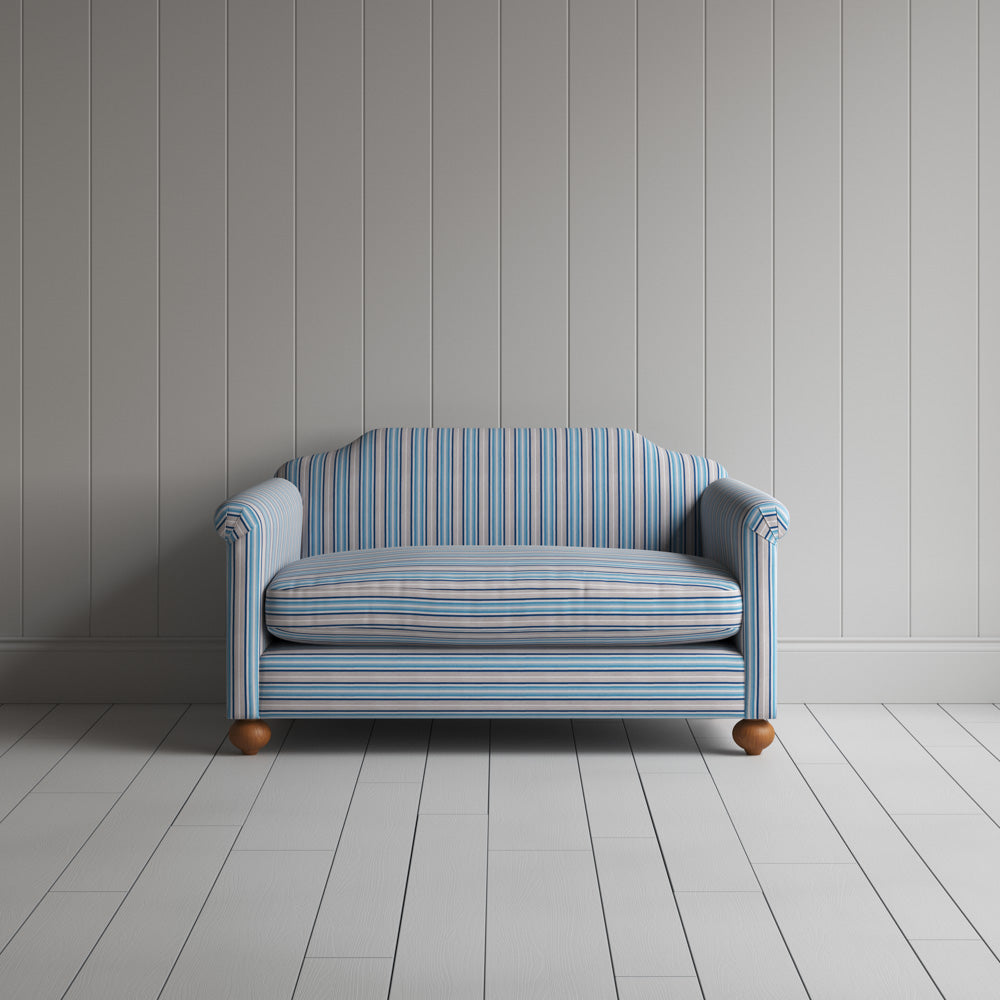  Dolittle Big Love Seat in blue slow lane cotton linen, front view by NiX. 