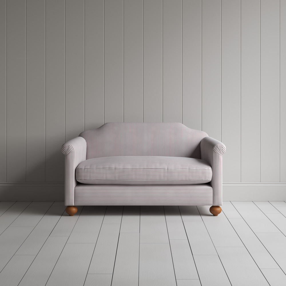  Dolittle Big Love Seat in berry ticking cotton, front view by NiX. 