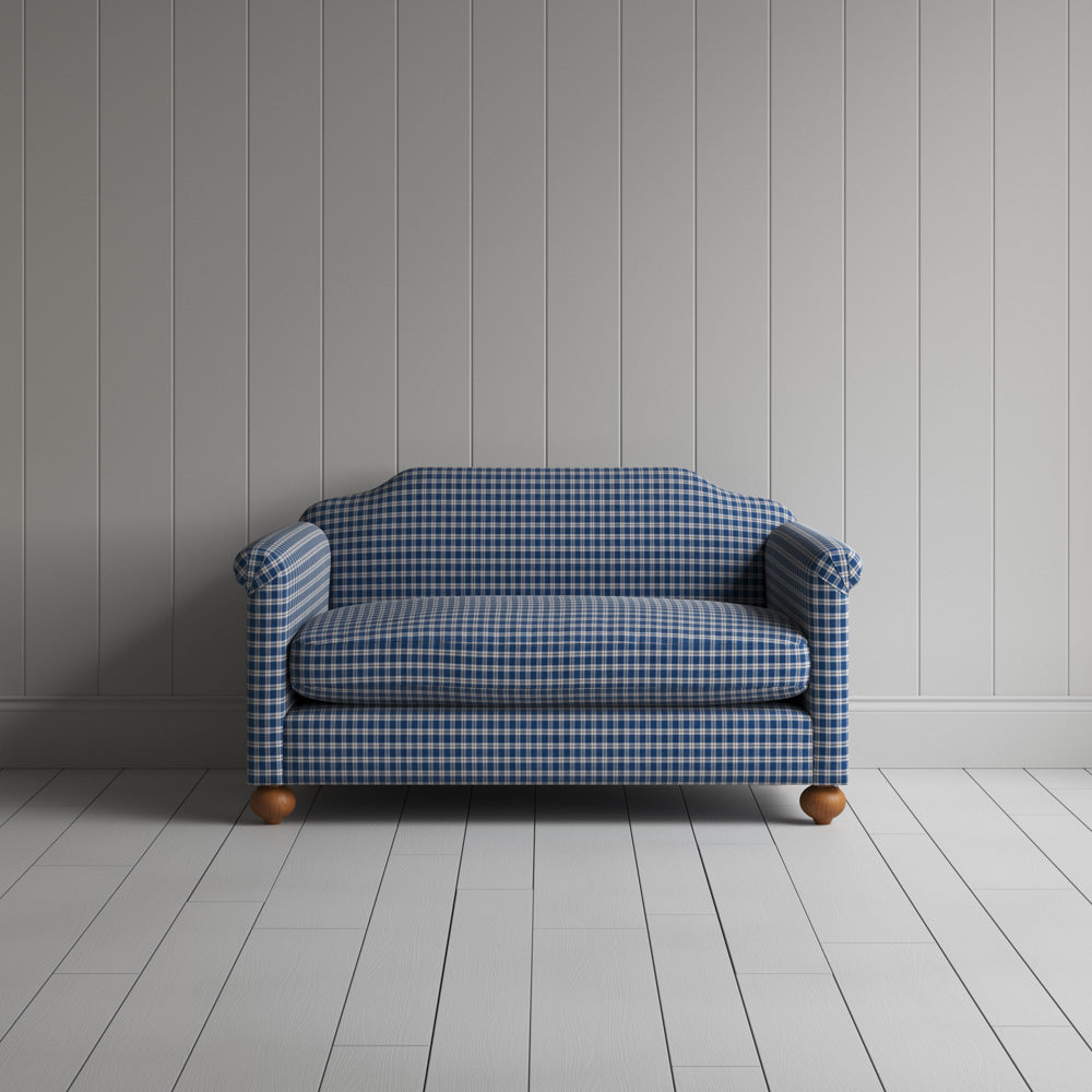 Dolittle Big Love Seat in Well Plaid Cotton, Blue Brown