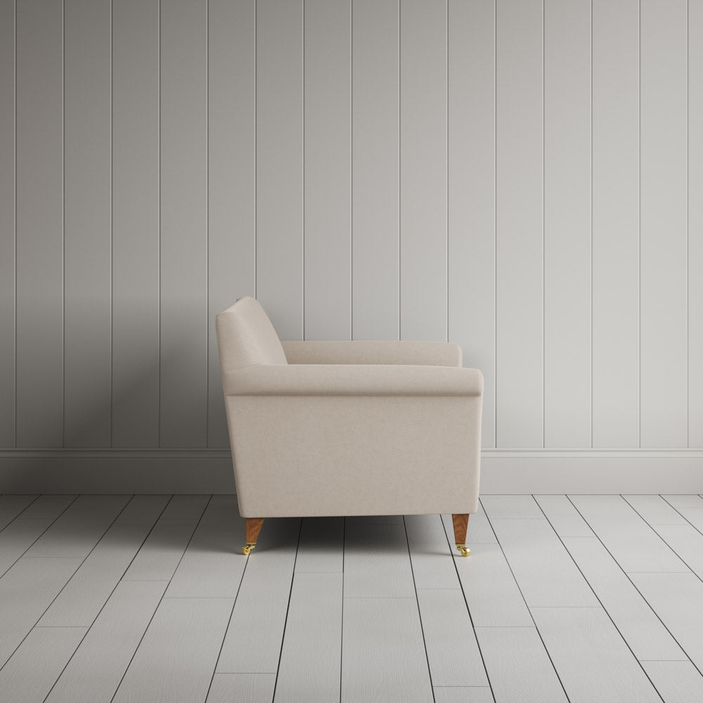  Side profile of the Idler seat in Dove Laidback Linen by Nix. 