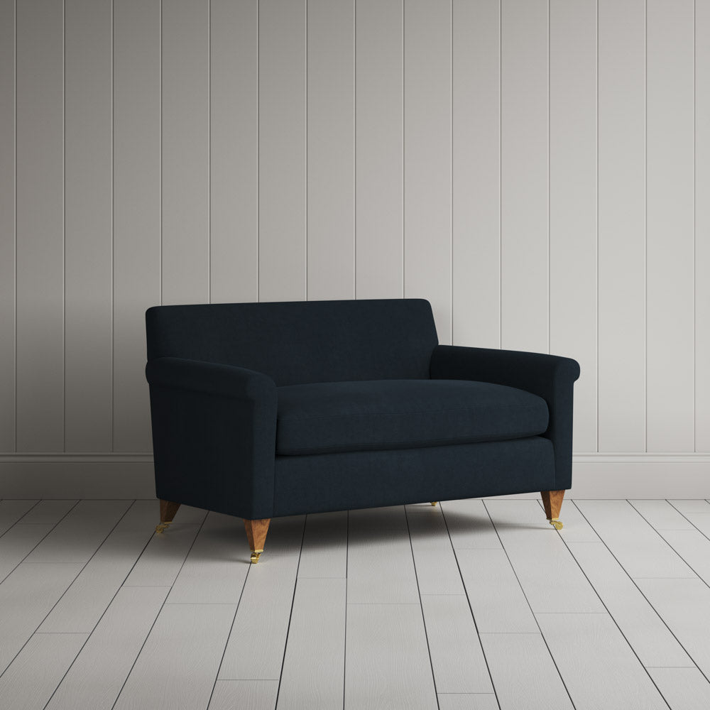 Angled profile of the BIG LOVE seat in Midnight Laidback Linen by Nicola Harding.