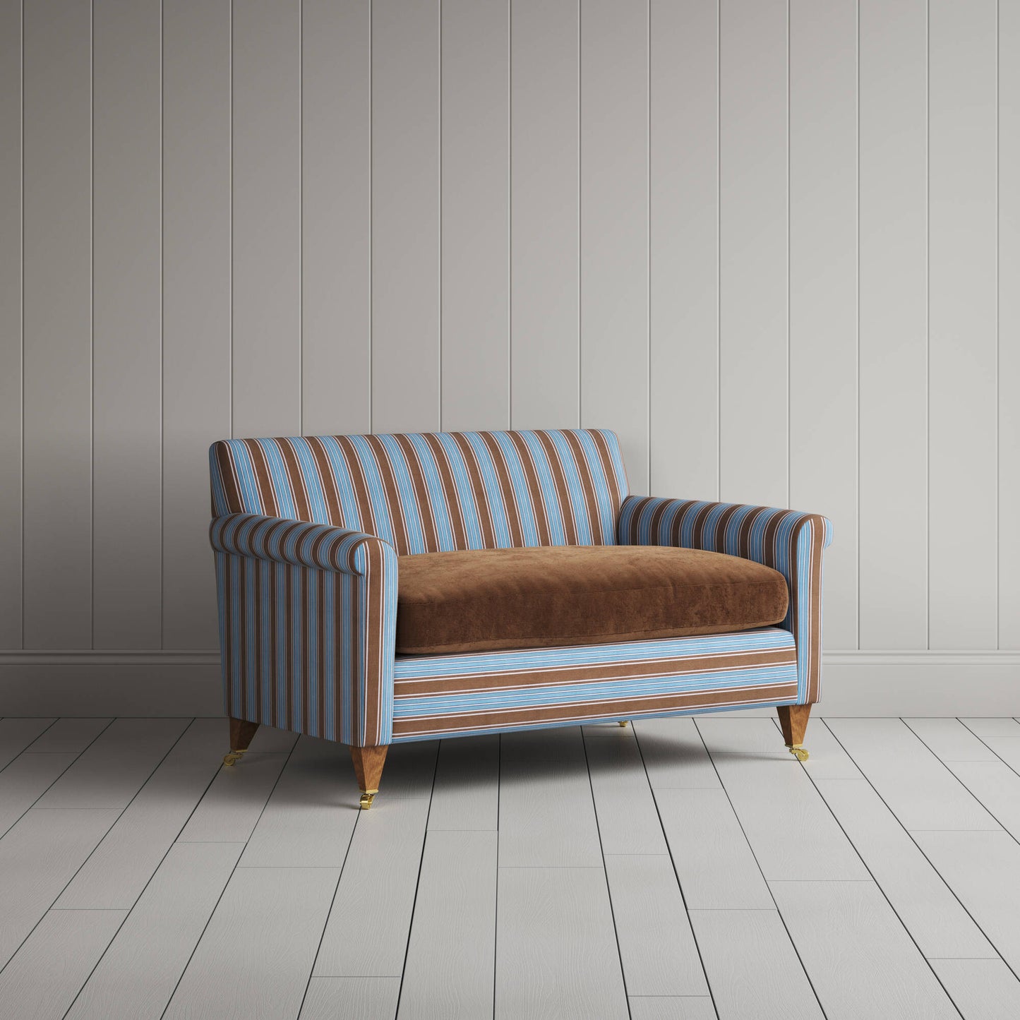 Angled view of the Regatta Blue Idler love seat by NiX