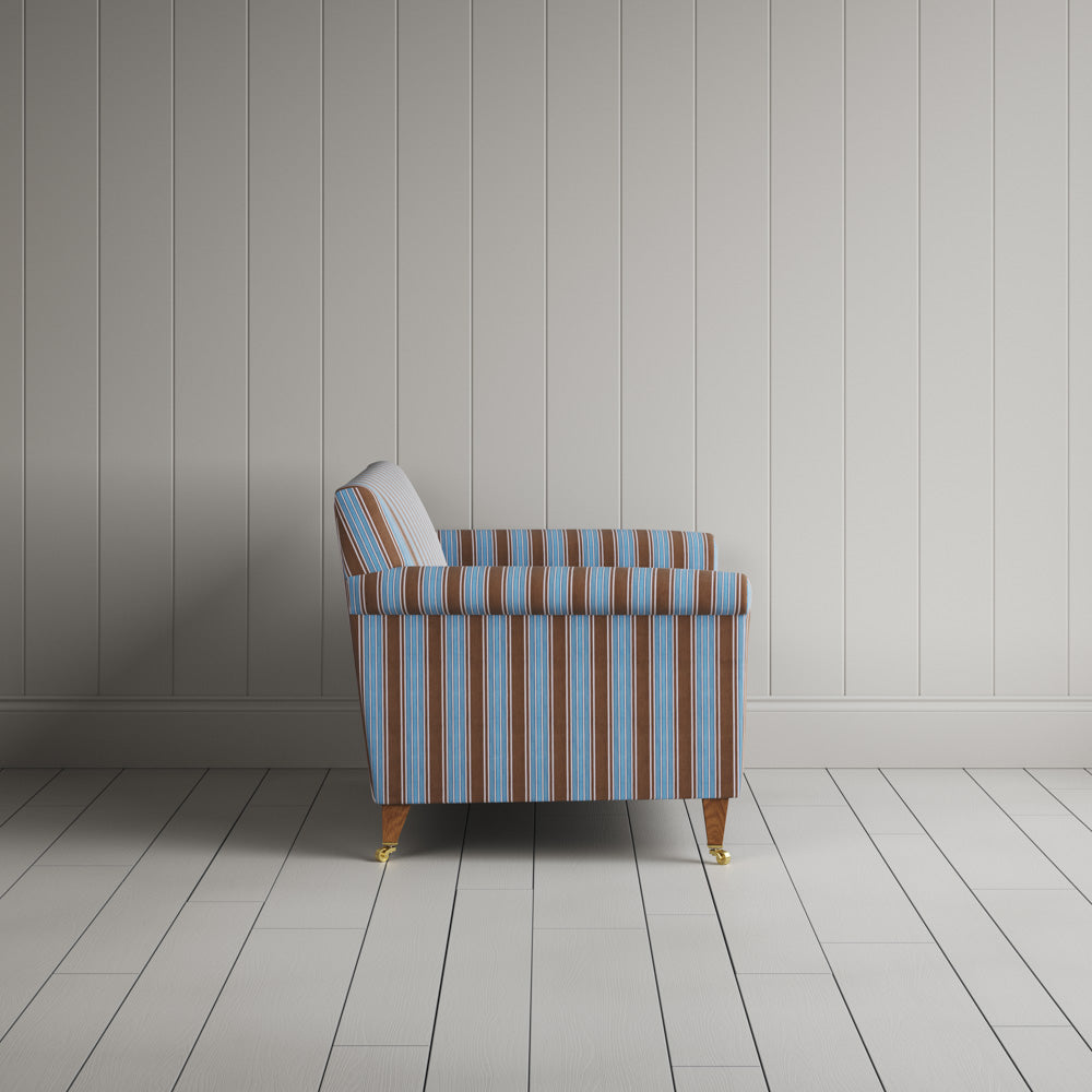 Side profile of the Regatta Blue Idler love seat by Nicola Harding
