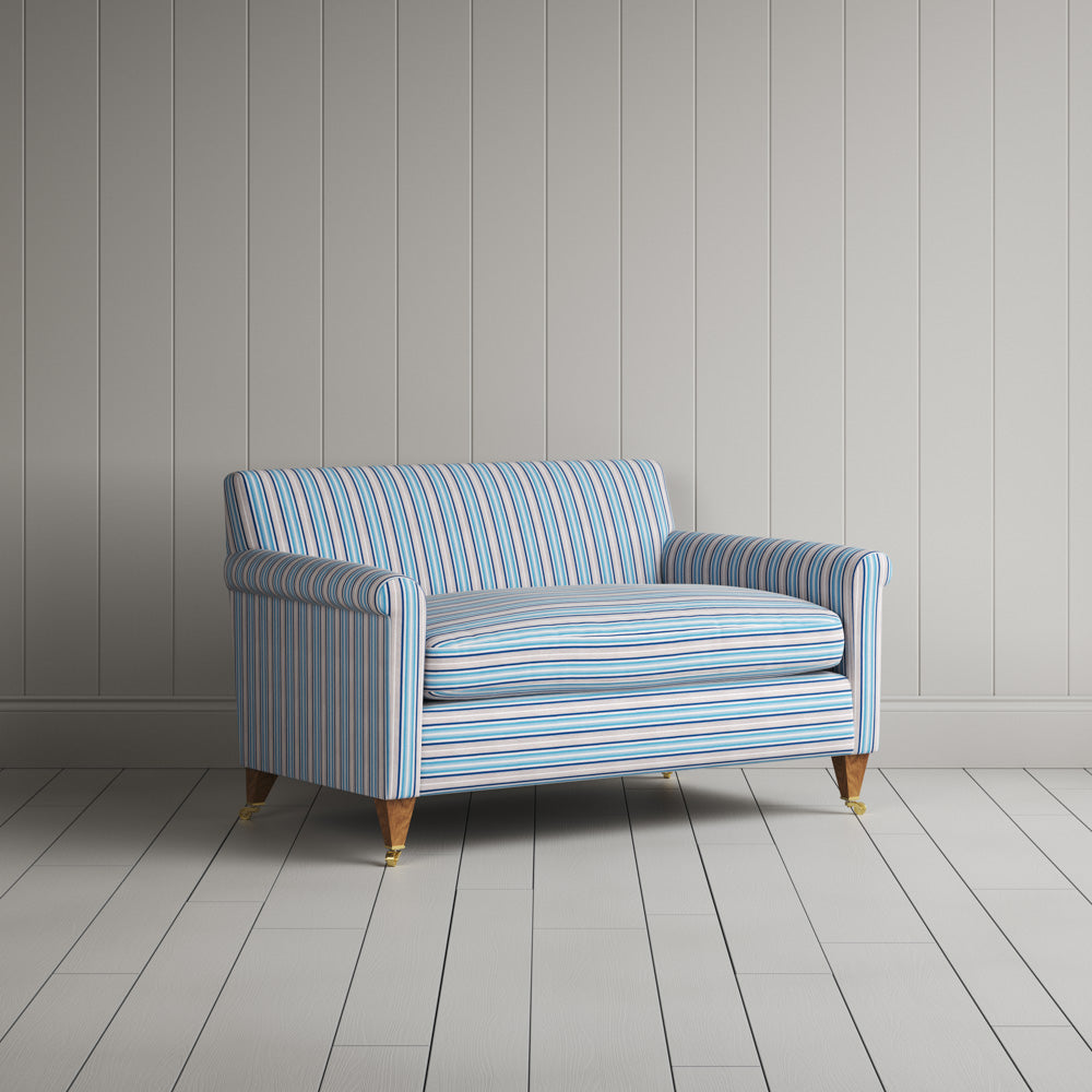  Angled view of blue Slow Lane cotton linen BIG LOVE seat by Nix. 