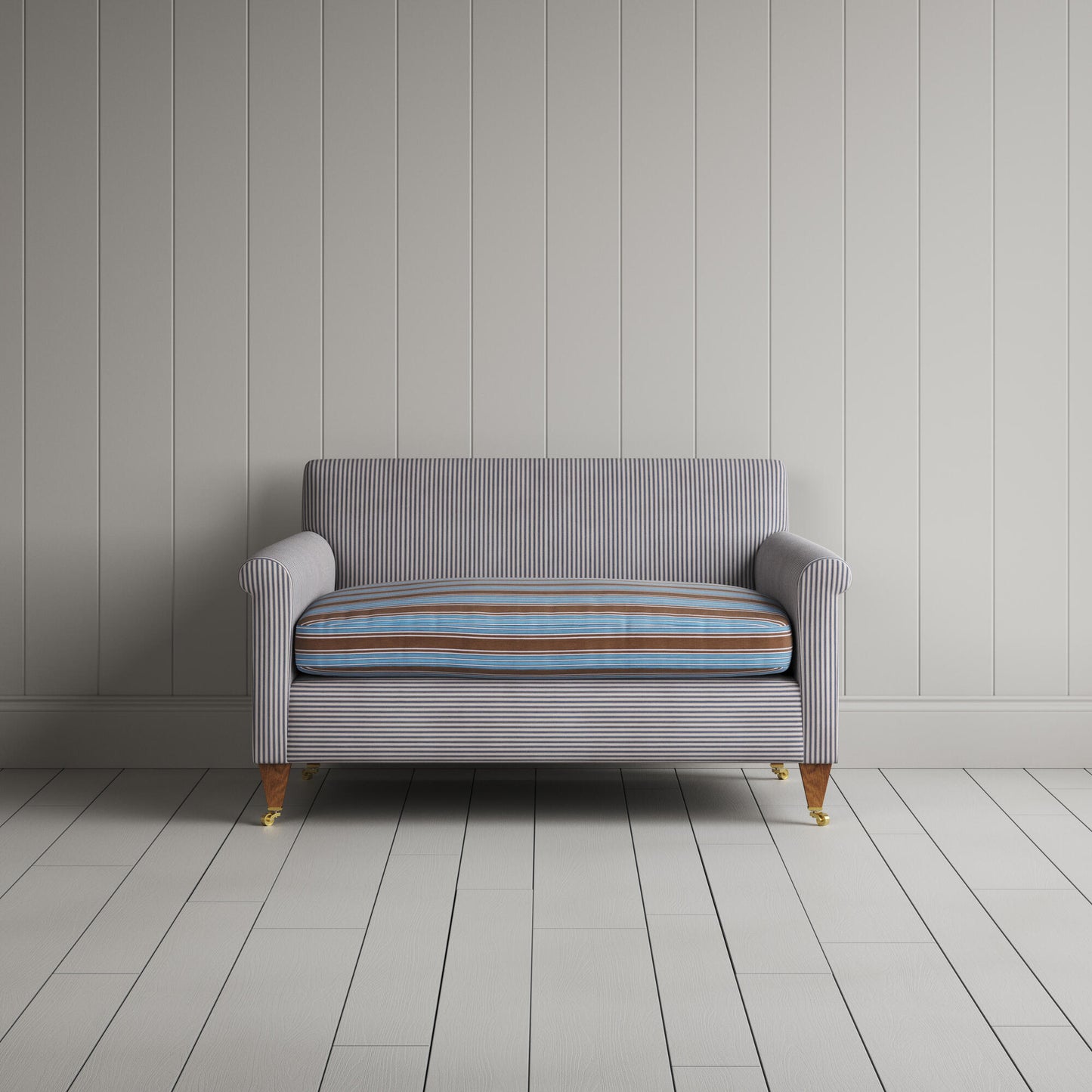 Idler BIG LOVE Seat in Ticking Blue Brown Frame and Regatta Blue Seat